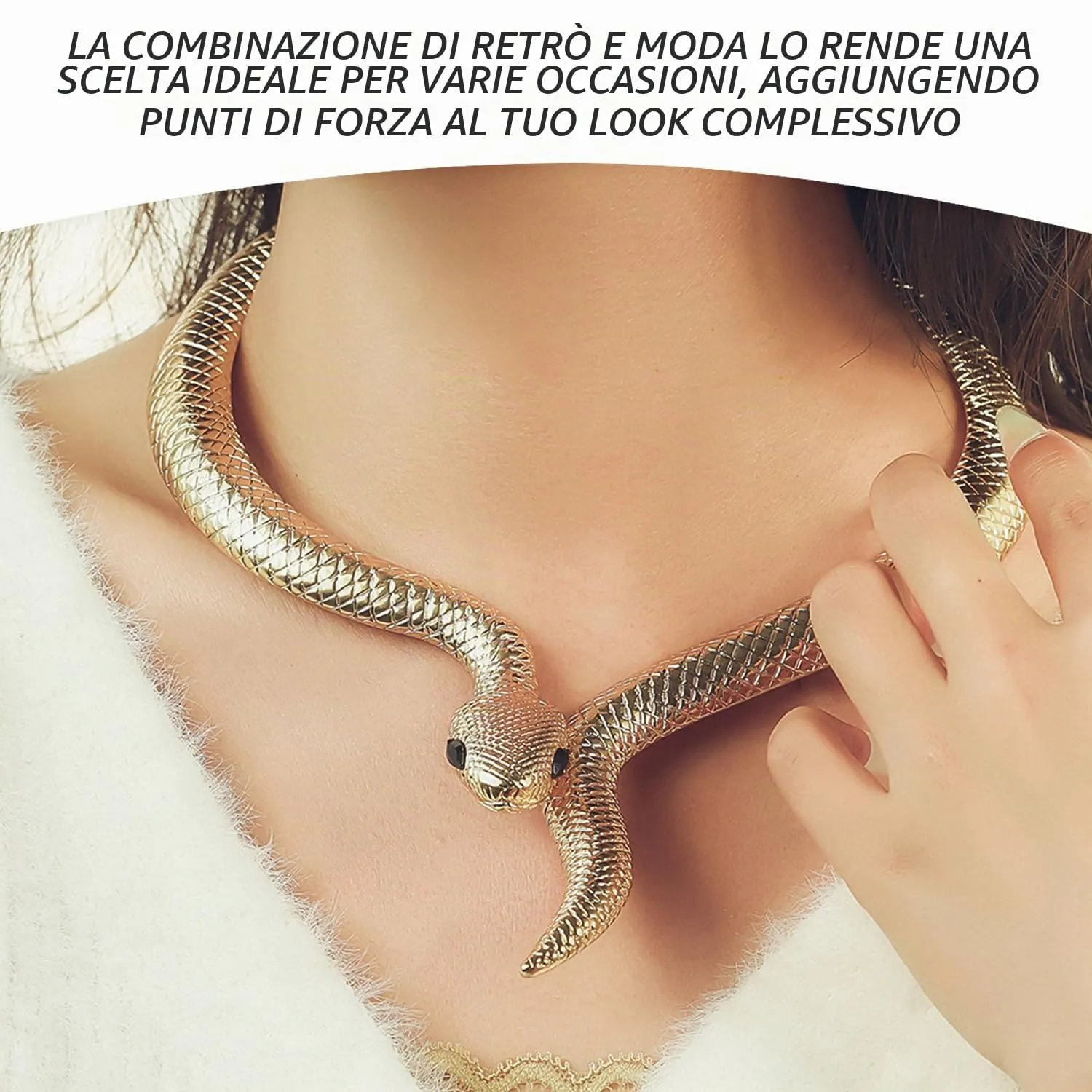 FDGGT 1 Collana A Forma Di Serpente E 1 Paio Di Orecchini A Forma Di Serpente, Gioielli Creativi Retro, Gioielli Personalizzati Alla Moda - immagine 4