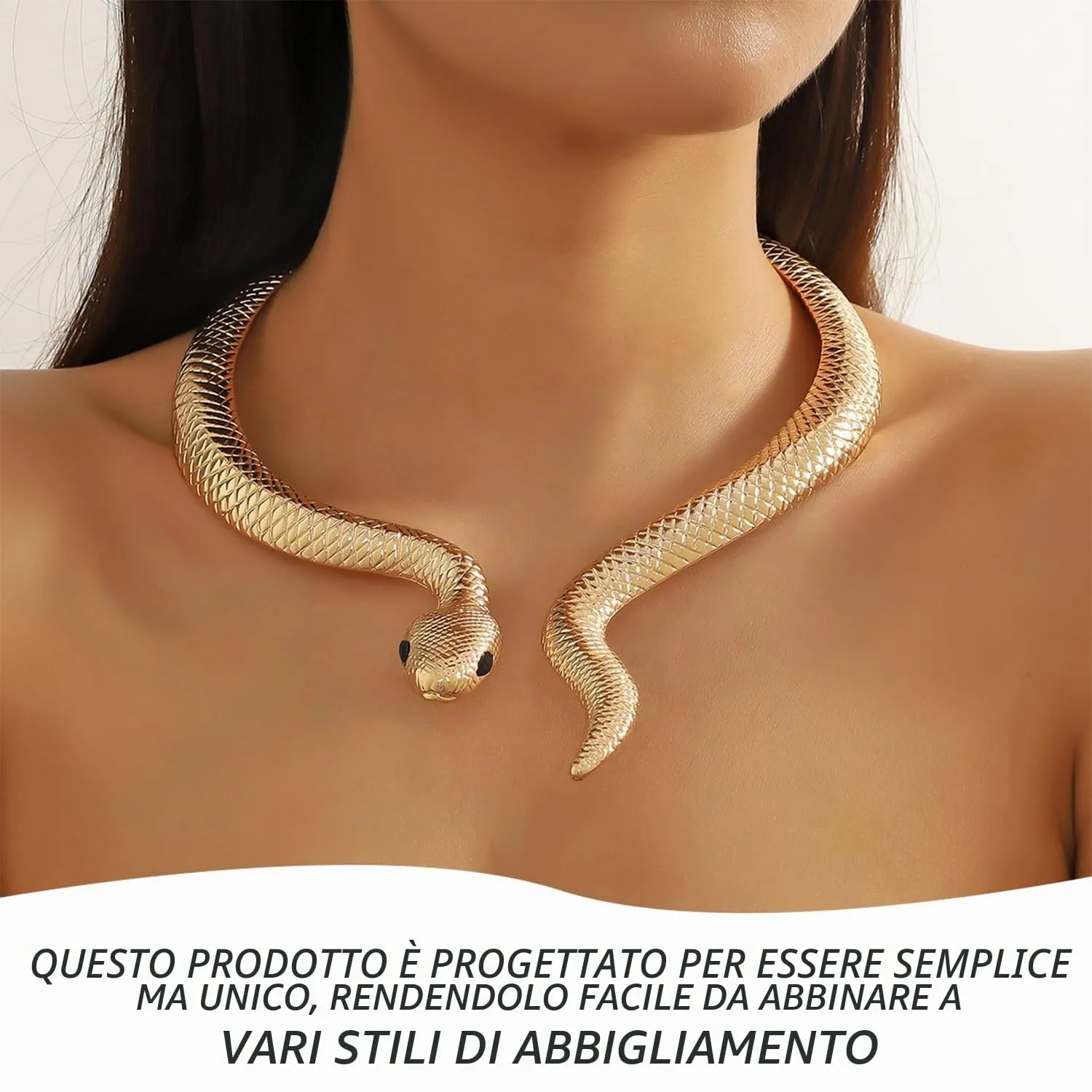 FDGGT 1 Collana A Forma Di Serpente E 1 Paio Di Orecchini A Forma Di Serpente, Gioielli Creativi Retro, Gioielli Personalizzati Alla Moda - immagine 5