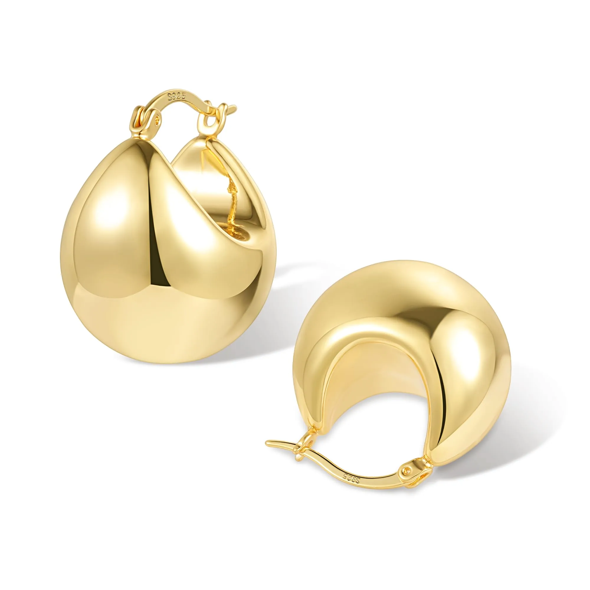 Orecchini A Cupola Dorati Léggeri Lucidi Design Classico Elegante Donna - immagine 1