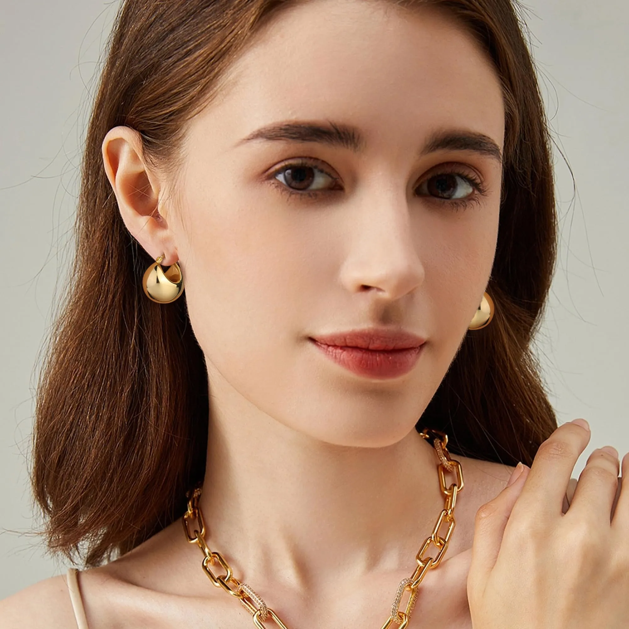 Orecchini A Cupola Dorati Léggeri Lucidi Design Classico Elegante Donna - immagine 3