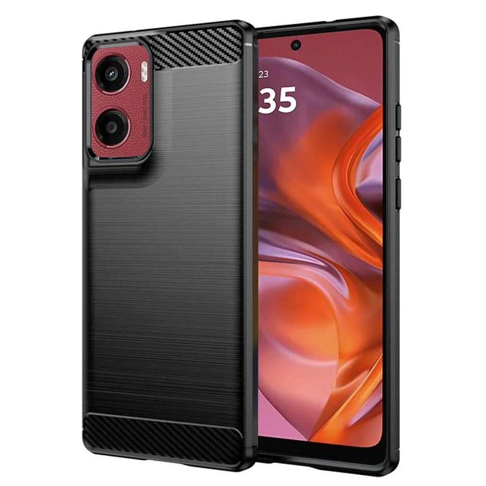 Custodia per Motorola Moto E15 / G05, Techsuit, Carbonio, Nera - immagine 1