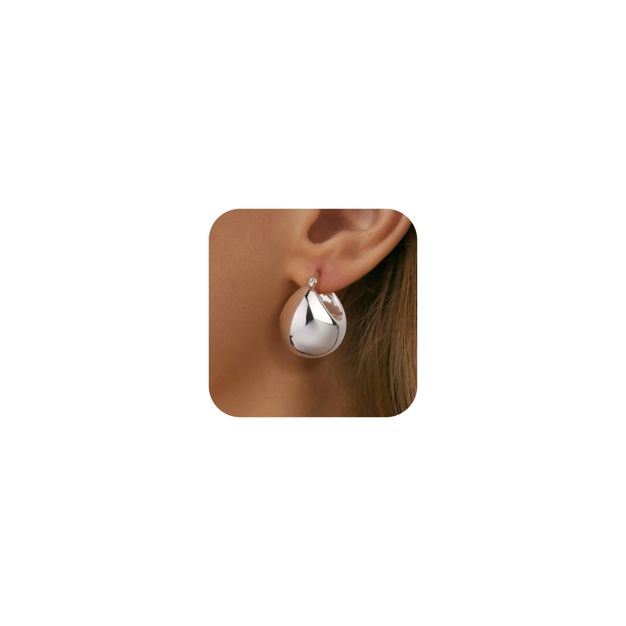 Orecchini A Cupola Argentati Léggeri Lucidi Design Classico Elegante Donna - immagine 4