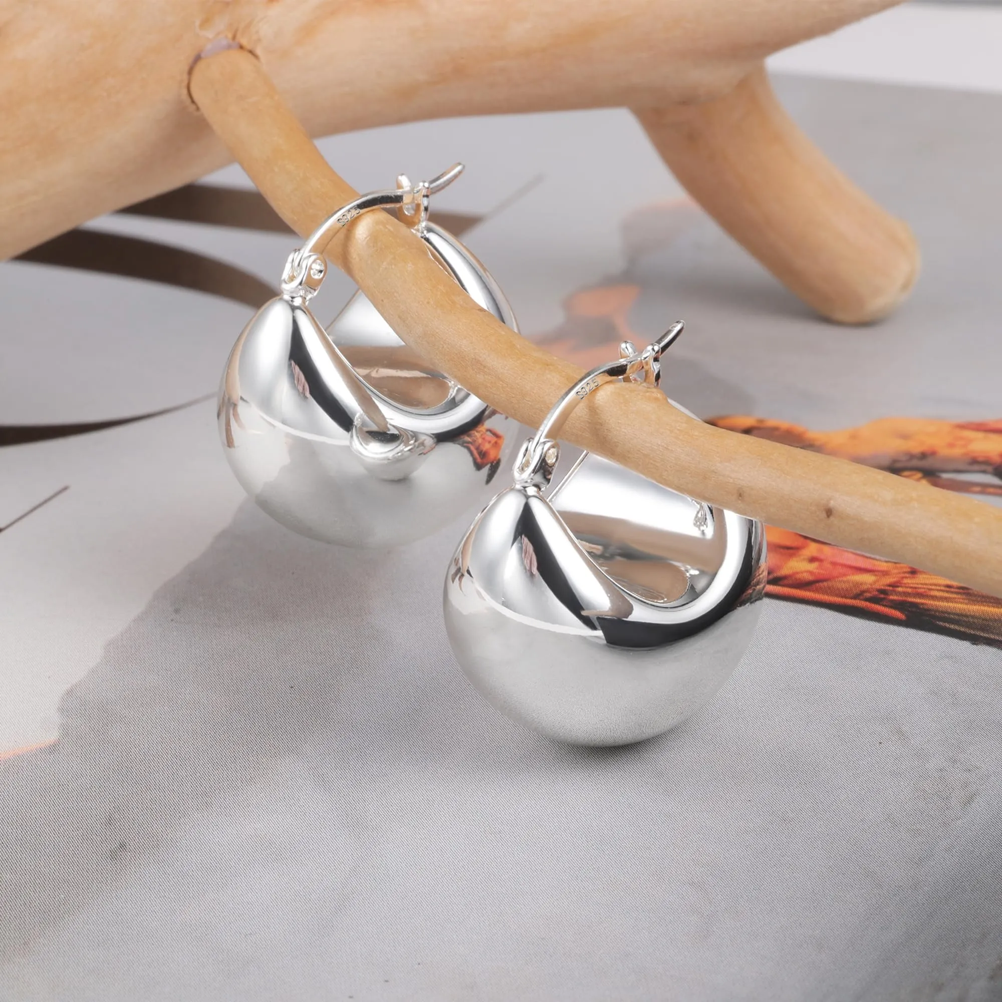 Orecchini A Cupola Argentati Léggeri Lucidi Design Classico Elegante Donna - immagine 6