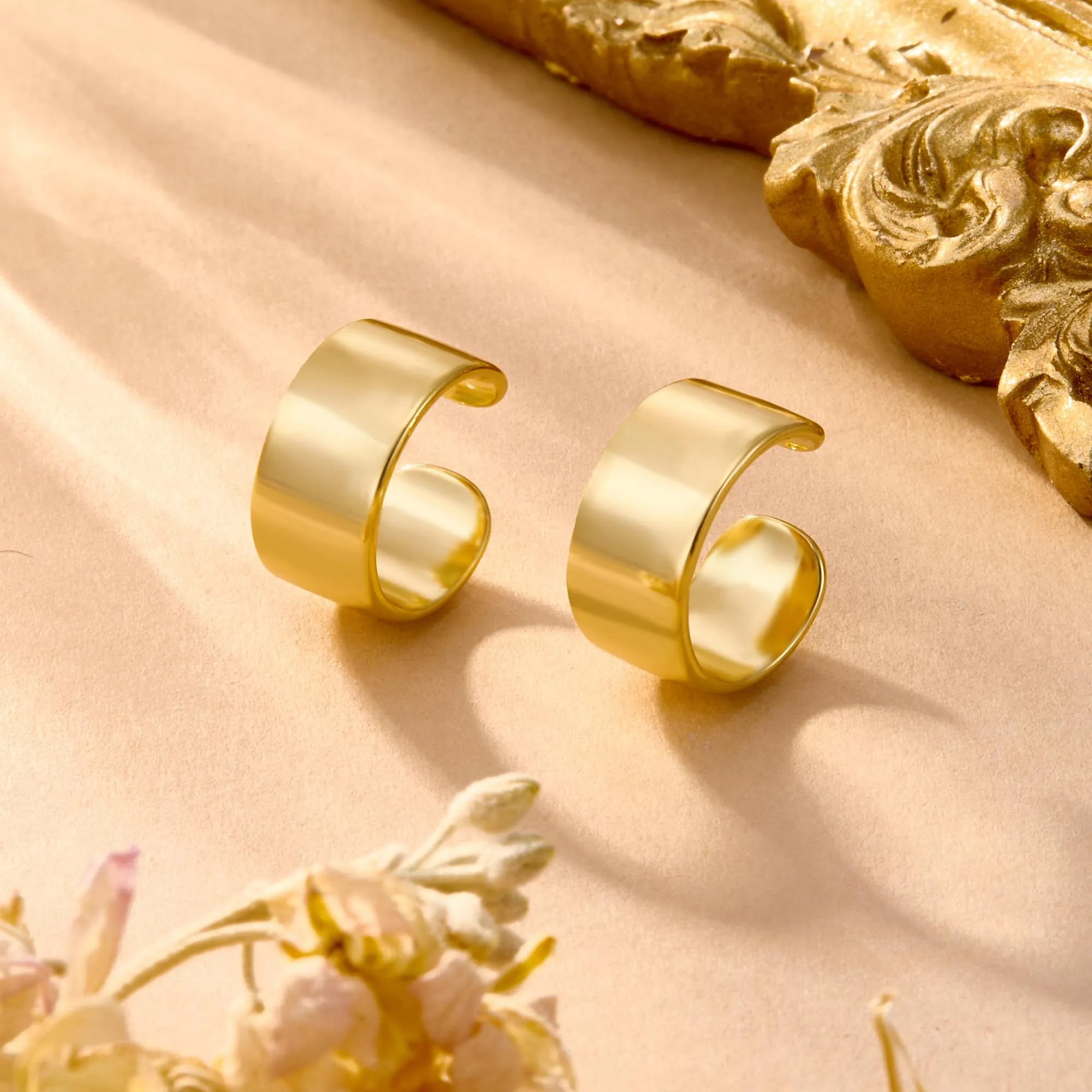 Orecchini A Clip Dorati Ampi Liscio Stile Minimal Chic Gioiello Donna - immagine 6