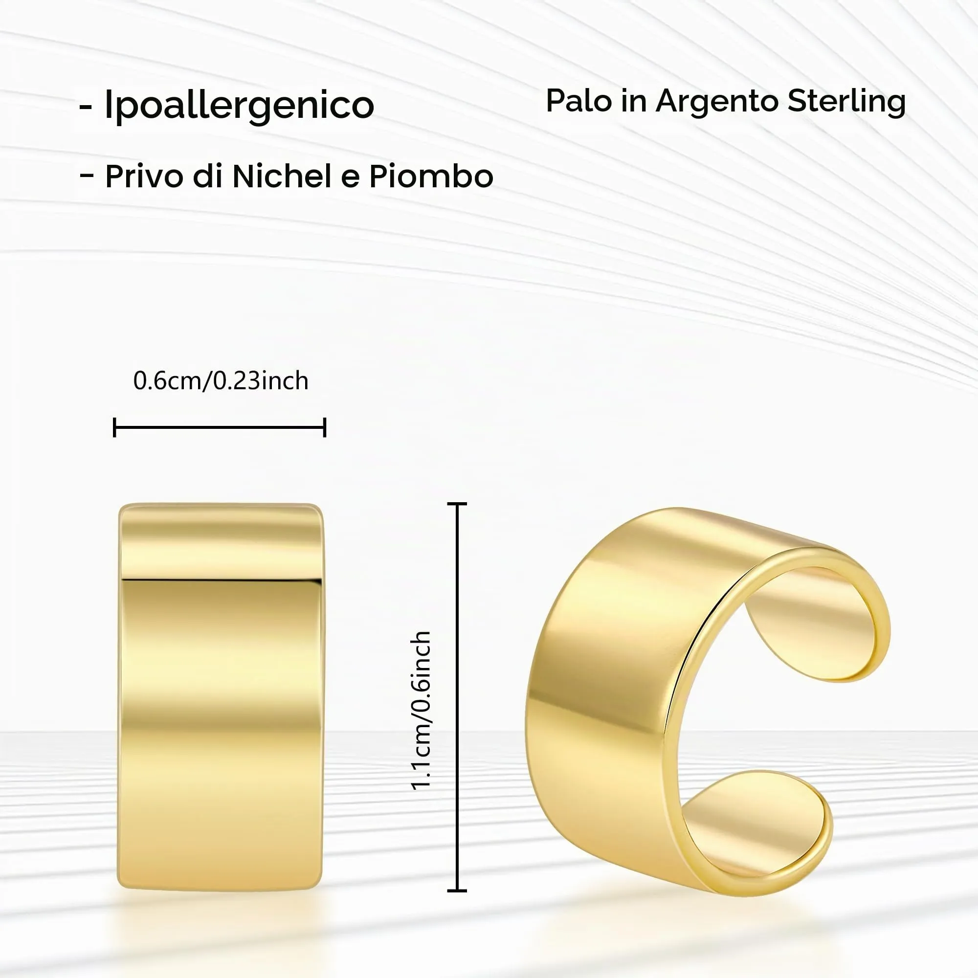 Orecchini A Clip Dorati Ampi Liscio Stile Minimal Chic Gioiello Donna - immagine 7