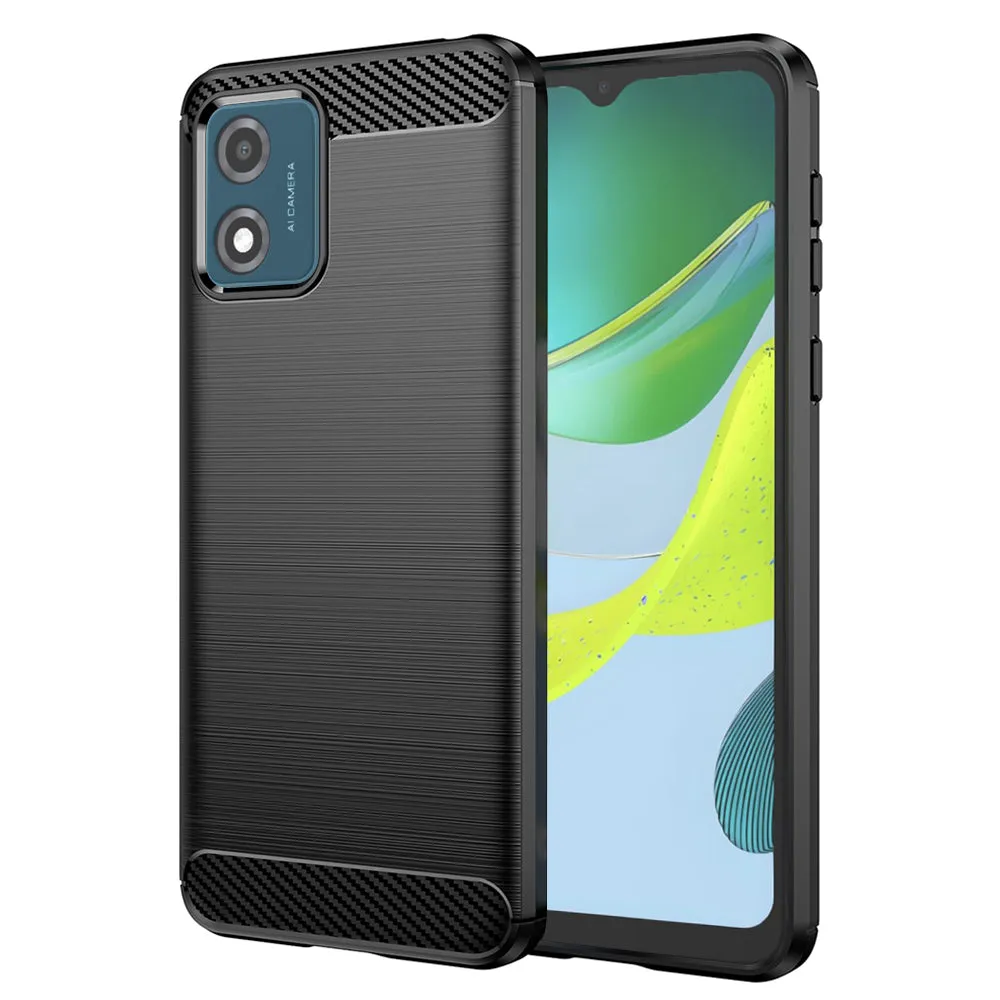 Custodia per Motorola Moto E13, Techsuit, Carbonio, Nera - immagine 1