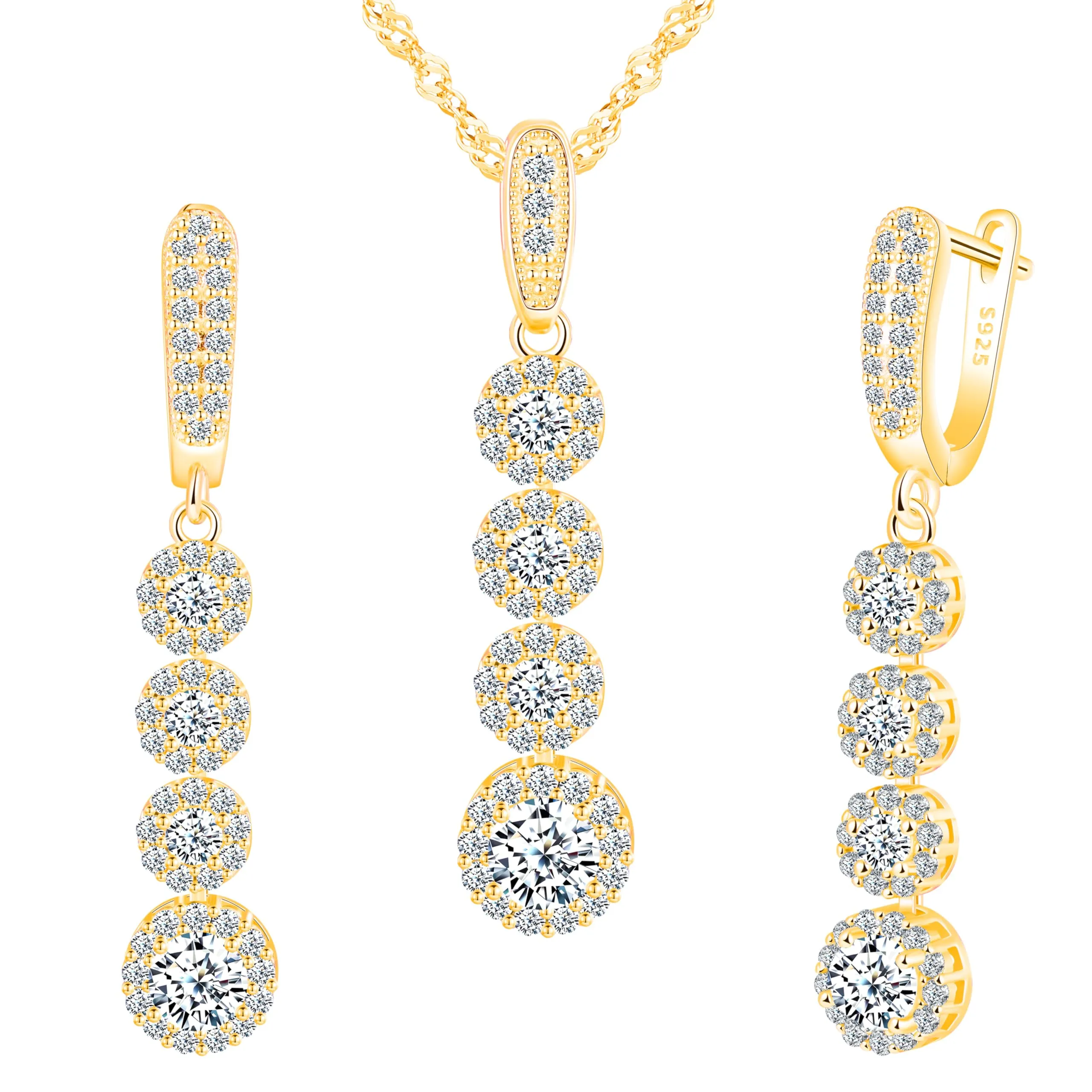 MICMIF Parure Orecchini e Collana Zircone Argento 925 Donna - immagine 1