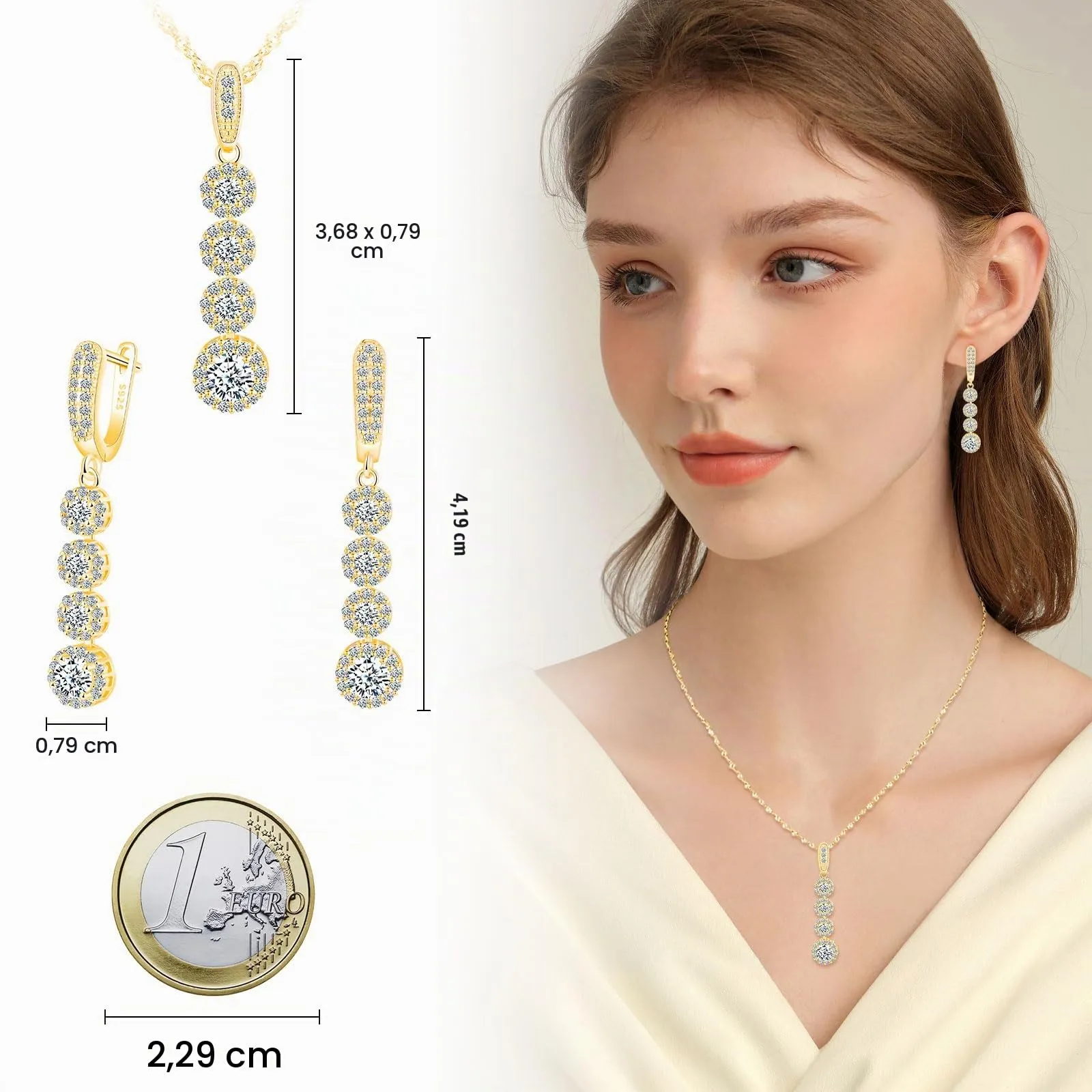 MICMIF Parure Orecchini e Collana Zircone Argento 925 Donna - immagine 2