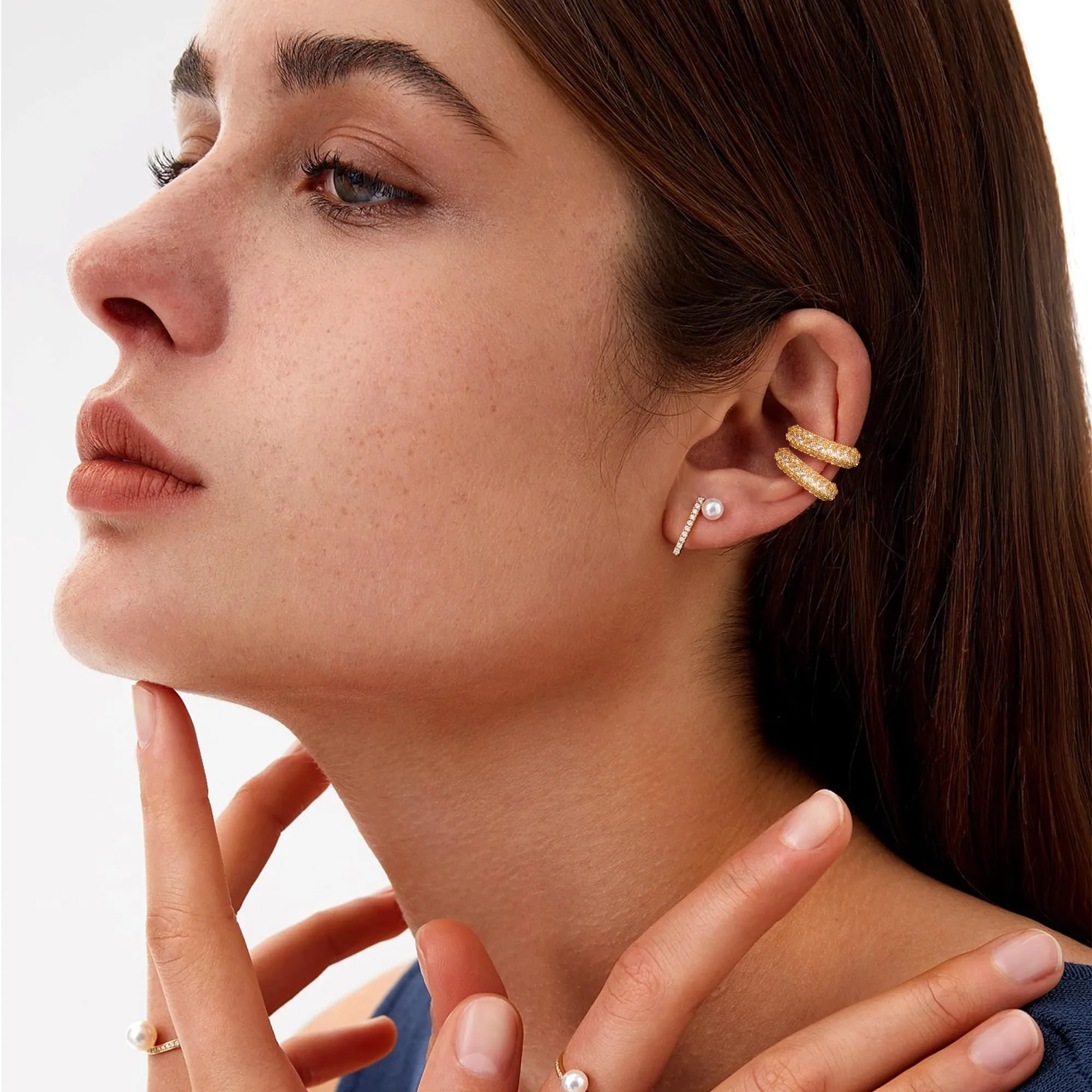 Orecchini A Clip Dorati Con Zirconi Stile Lusso Elegante Gioiello Donna - immagine 4