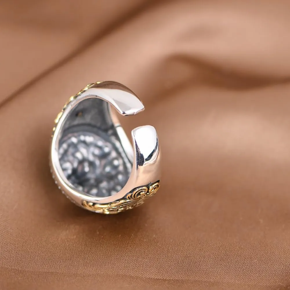 IMINI Anello aperto vintage con testa di leone, regolabile, in rame, punk, gotico, cool rock, amuleto, gioiello per uomini e donne, fasce impilabili uniche per compleanni e regali di laurea, Metallo - immagine 5