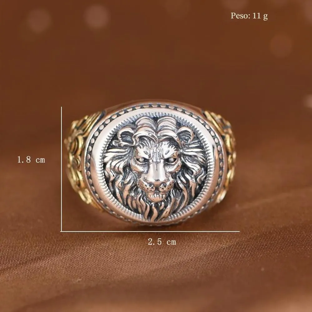 IMINI Anello aperto vintage con testa di leone, regolabile, in rame, punk, gotico, cool rock, amuleto, gioiello per uomini e donne, fasce impilabili uniche per compleanni e regali di laurea, Metallo - immagine 6