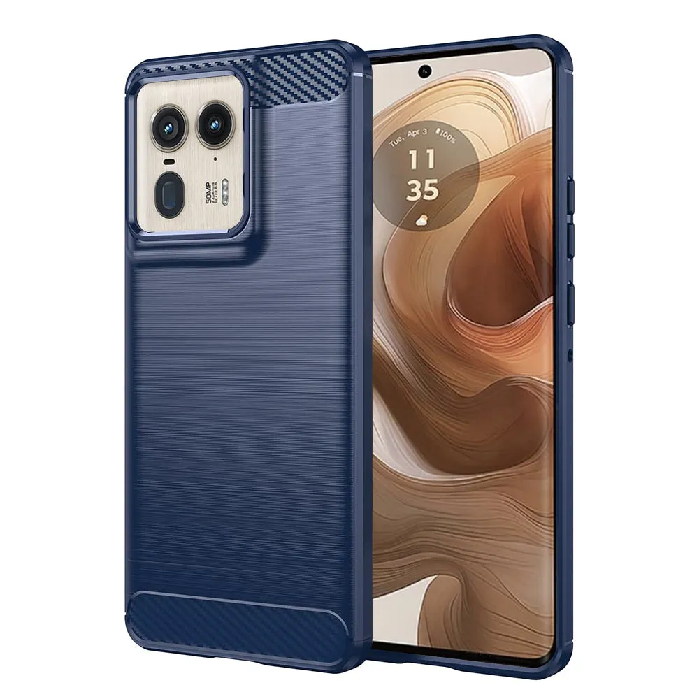 Custodia per Motorola Edge 50 Ultra, Techsuit, Carbonio, Blu - immagine 1