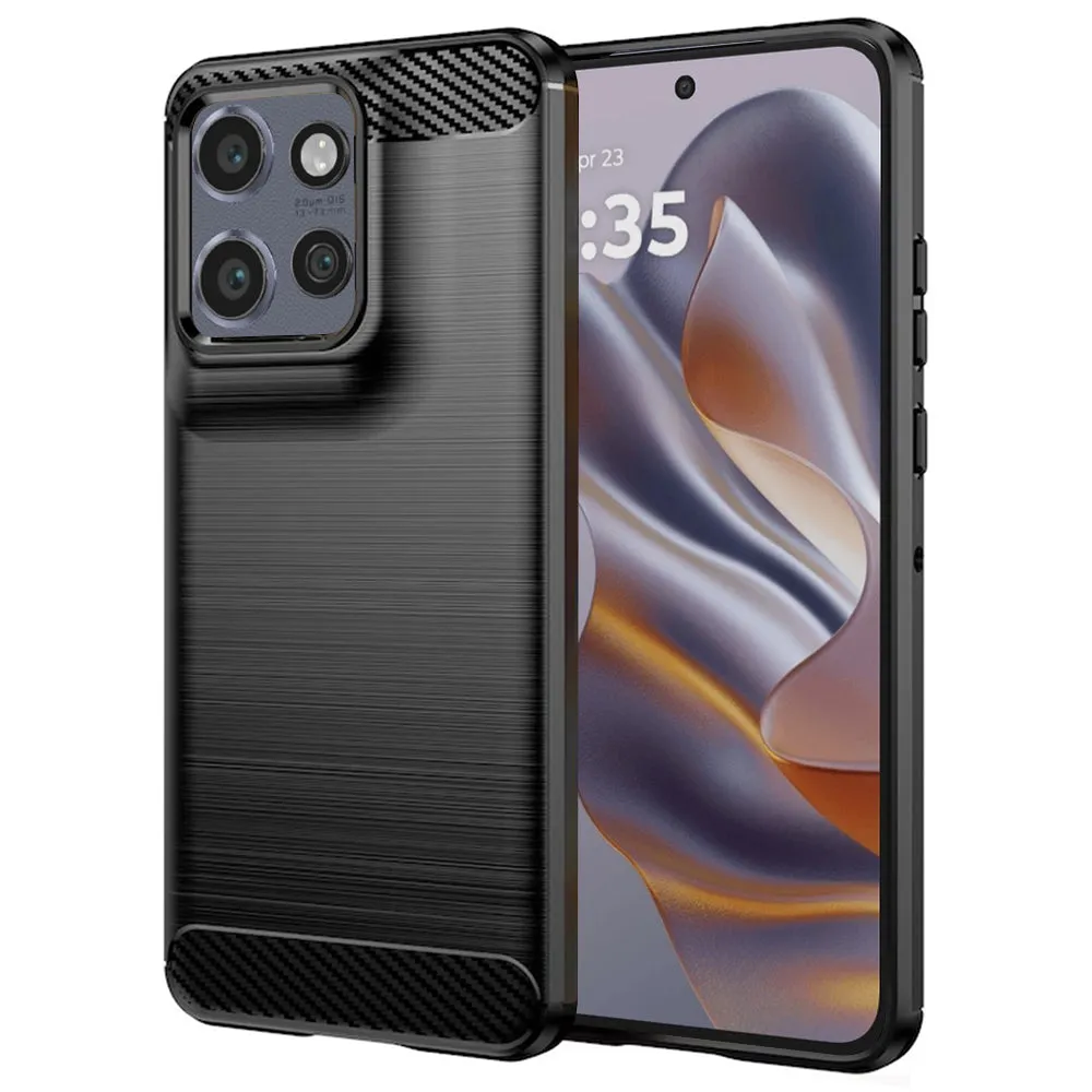 Custodia per Motorola Edge 50 Neo, Techsuit, Carbonio, Nera - immagine 1
