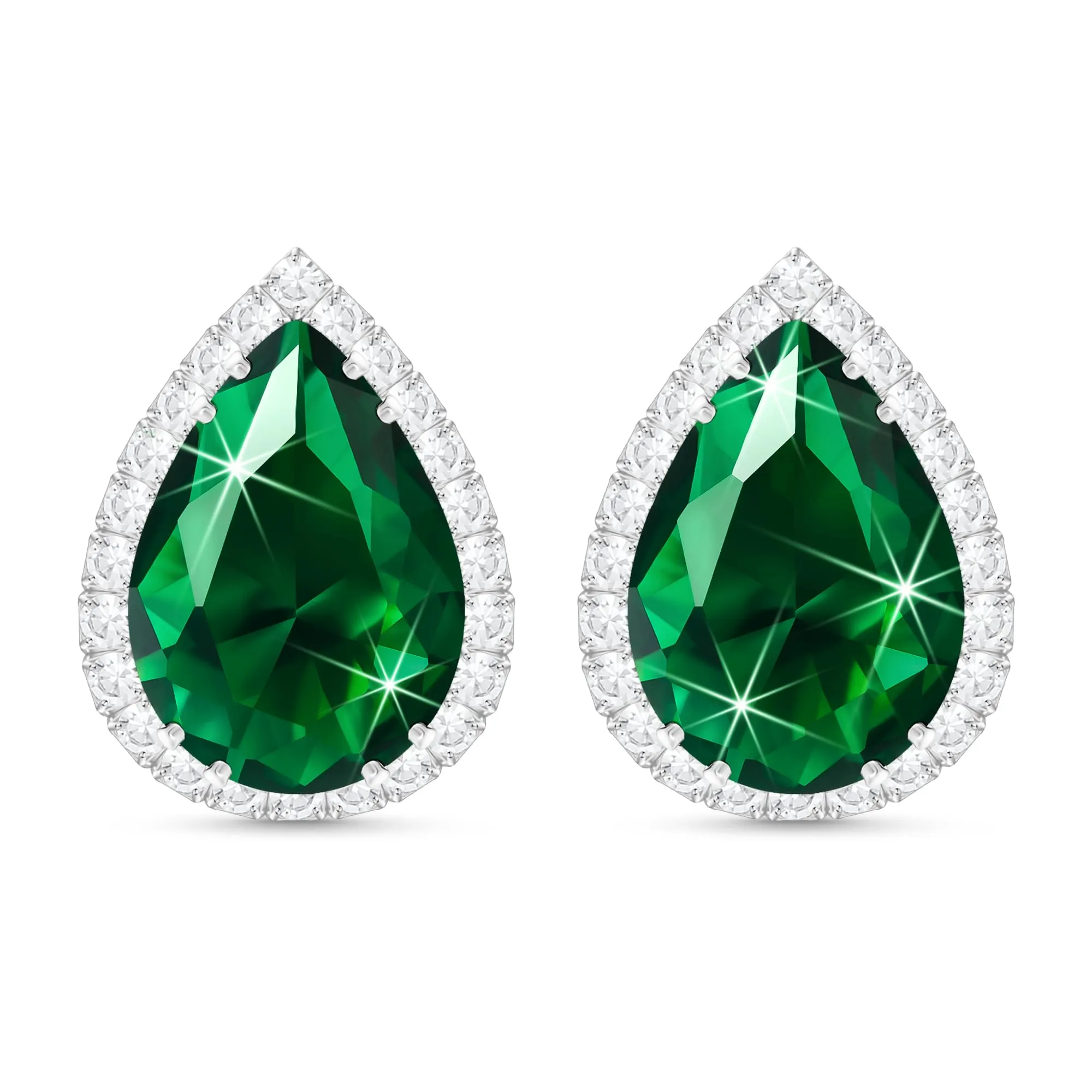 Linawe Orecchini verdi in argento, gioielli alla moda, orecchini a bottone da donna, set di gioielli ipoallergenici con diamanti senza nichel - immagine 1