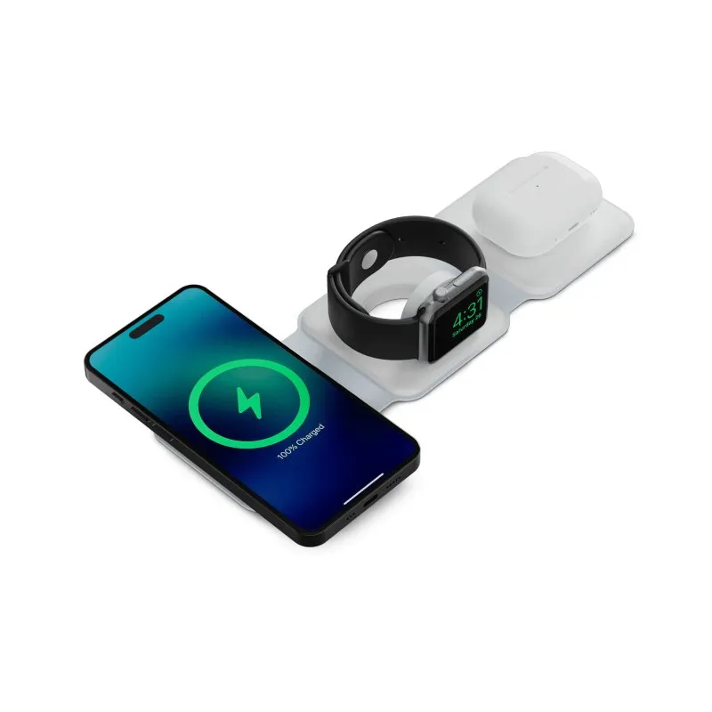 Caricabatterie wireless pieghevole Ksix 3in1 Ricarica rapida 15W Bianco - immagine 1
