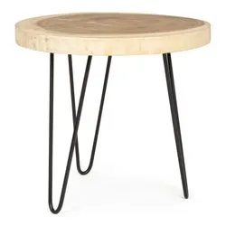TUALA Tavolino Nero e Legno (55cm) - immagine 1