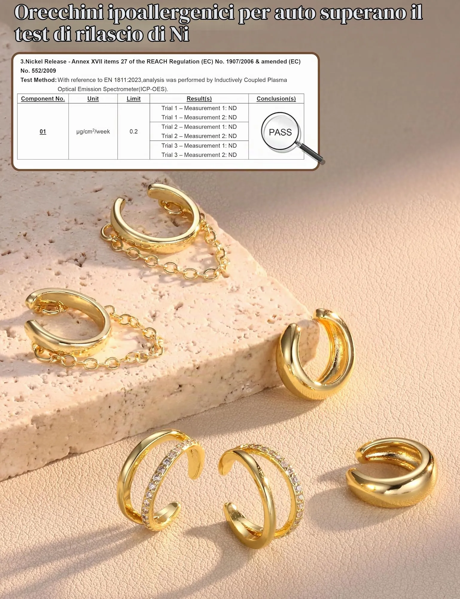 Adramata 3 Paia Ear Cuff Orecchini Donna Senza Buco Regolabili - immagine 5