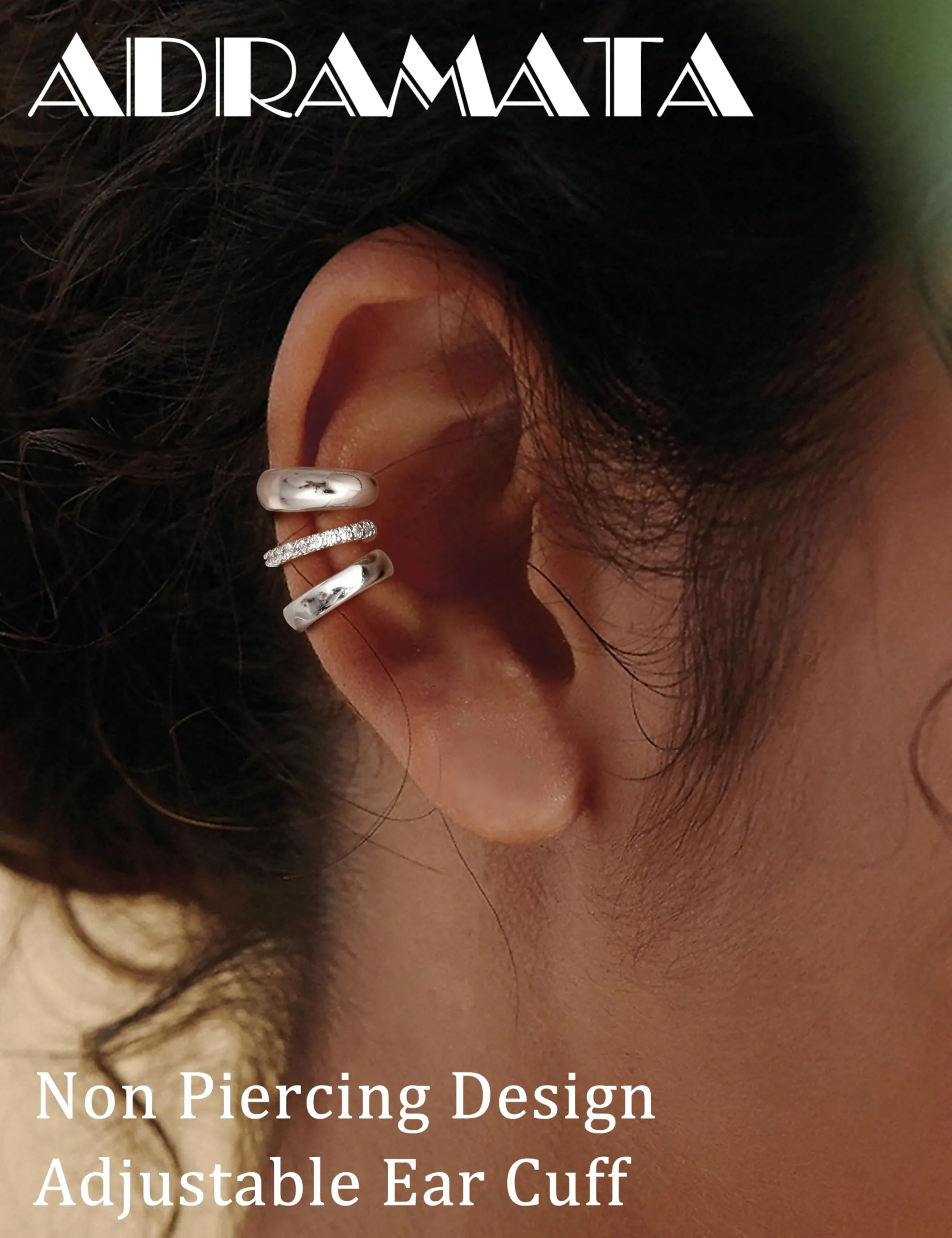 Adramata 3 Paia Ear Cuff Orecchini Donna Senza Buco Regolabili - immagine 4