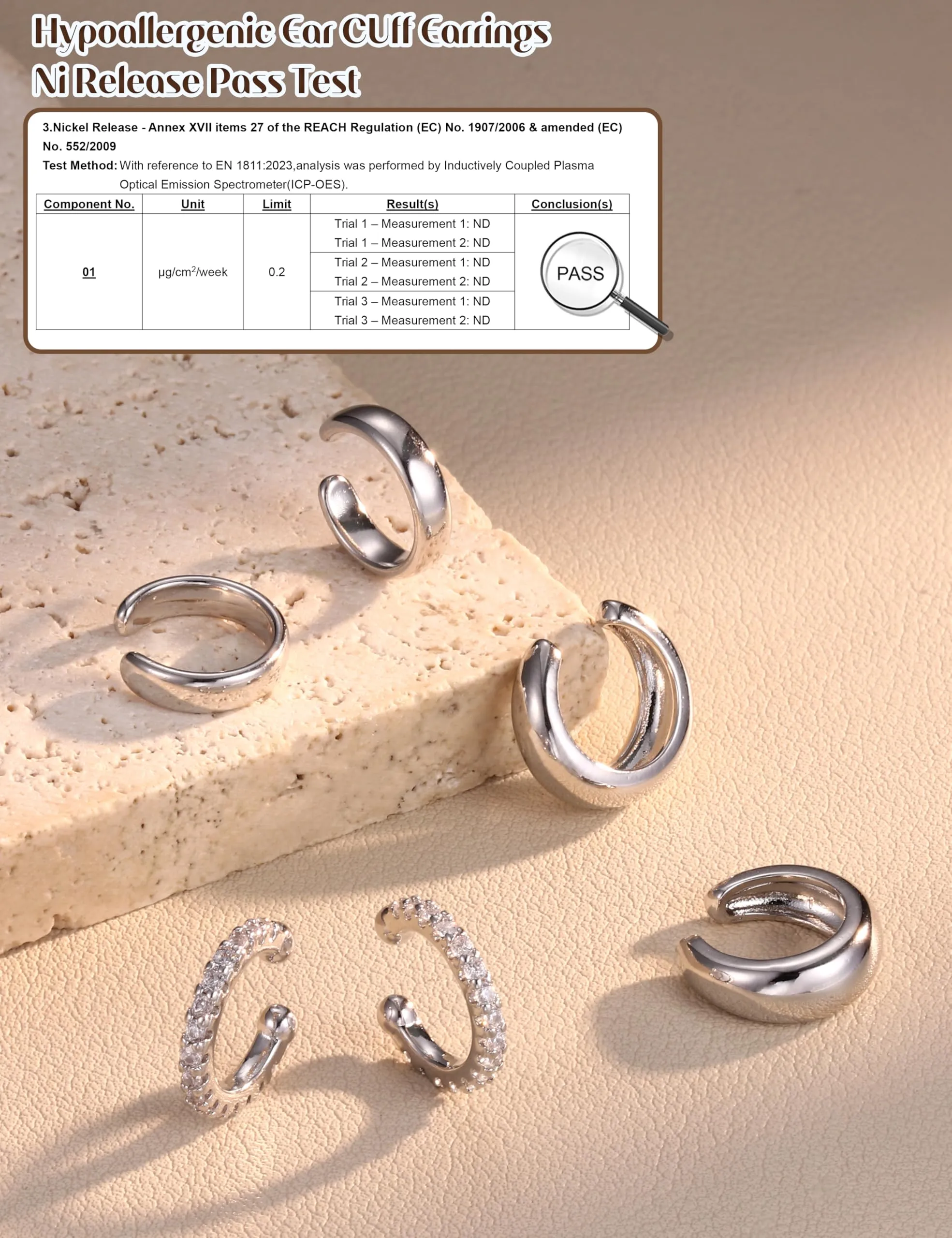 Adramata 3 Paia Ear Cuff Orecchini Donna Senza Buco Regolabili - immagine 5
