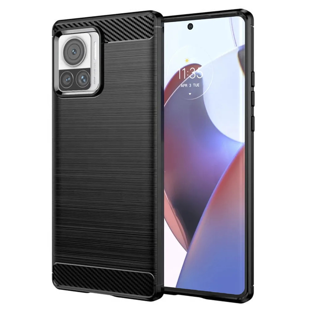 Custodia per Motorola Edge 30 Ultra, Techsuit, Carbonio, Nera - immagine 1