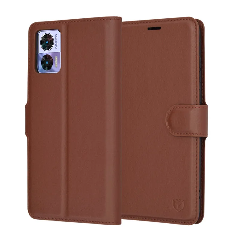 Custodia per Motorola Edge 30 Neo, Techsuit, Leather Folio, Marrone - immagine 1