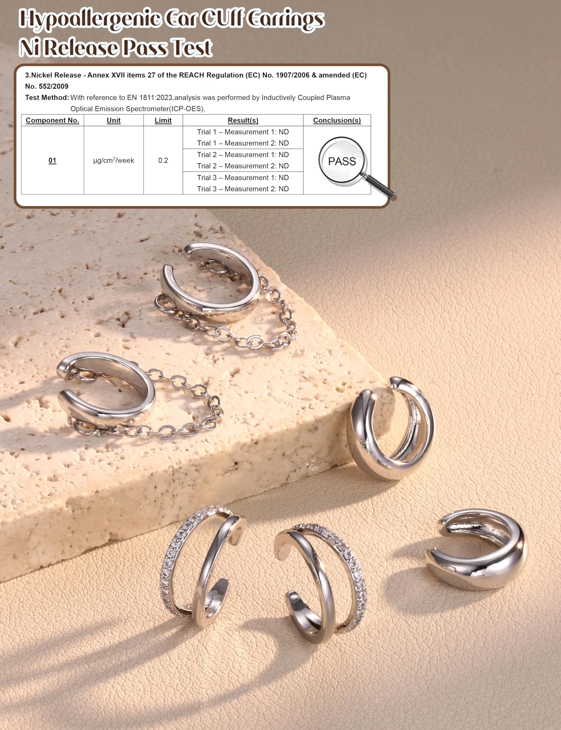 Adramata 3 Paia Ear Cuff Orecchini Donna Senza Buco Regolabili - immagine 5
