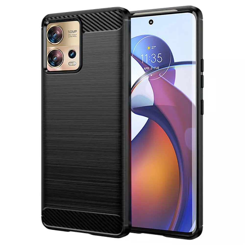 Custodia per Motorola Edge 30 Fusion, Techsuit, Carbonio, Nera - immagine 1