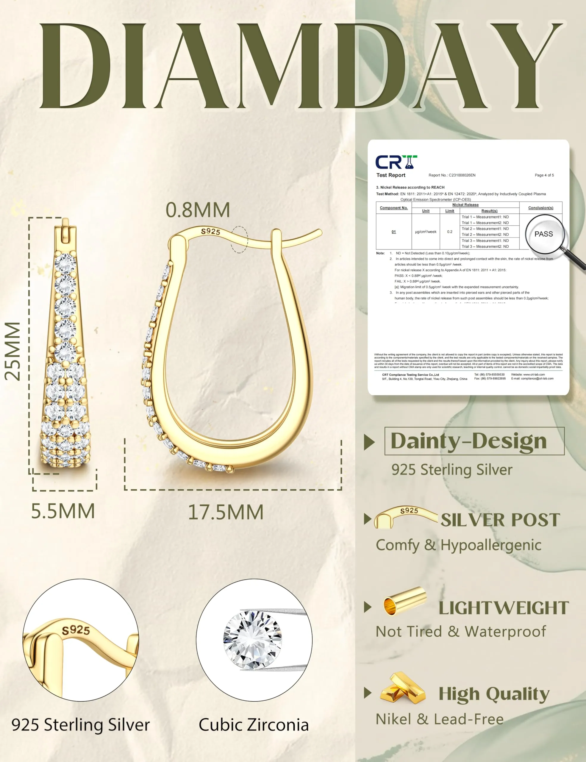 Diamday Orecchini Donna con Perni in Orecchini Cerchio - immagine 5