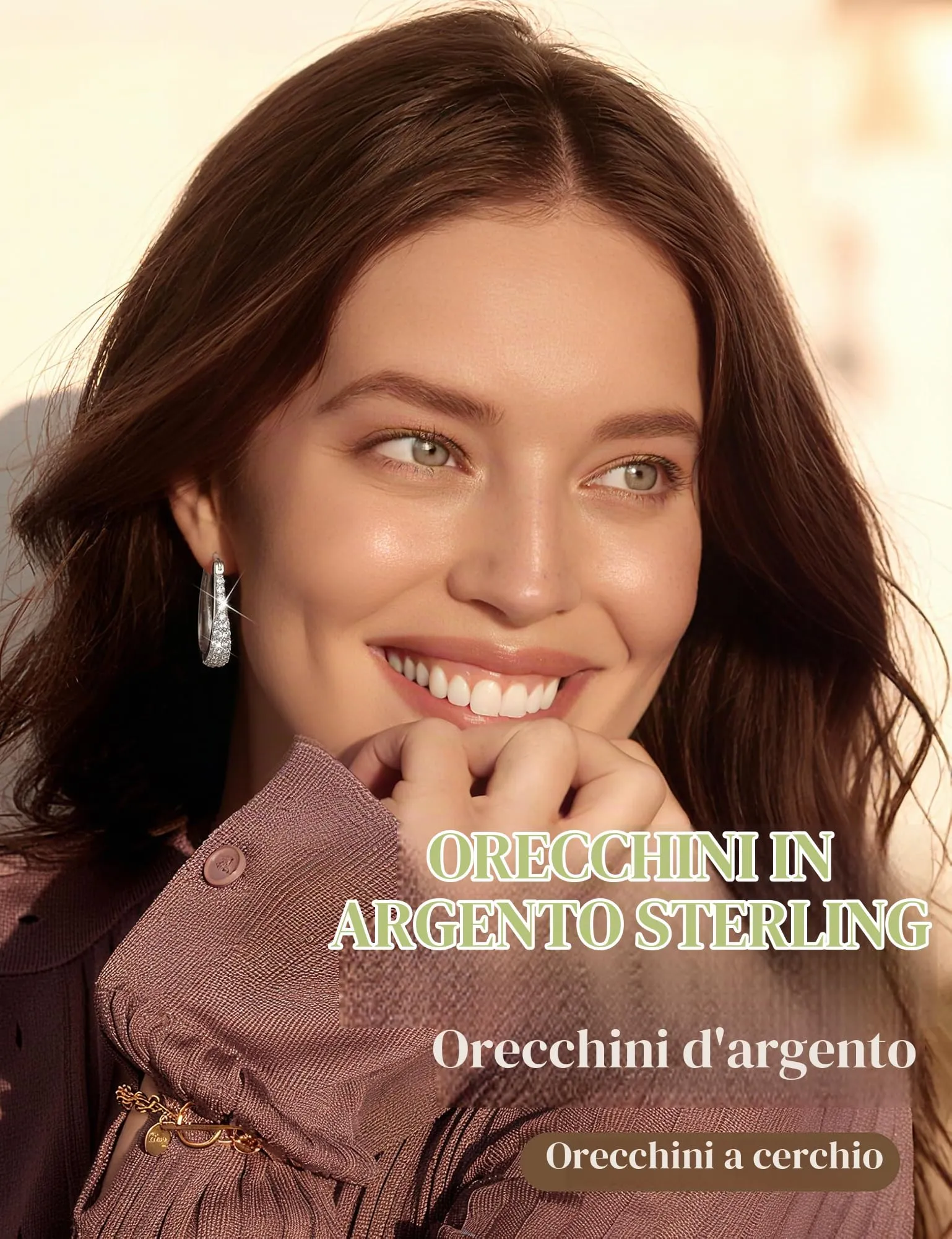 Diamday Orecchini Donna con Perni in Orecchini Cerchio - immagine 2