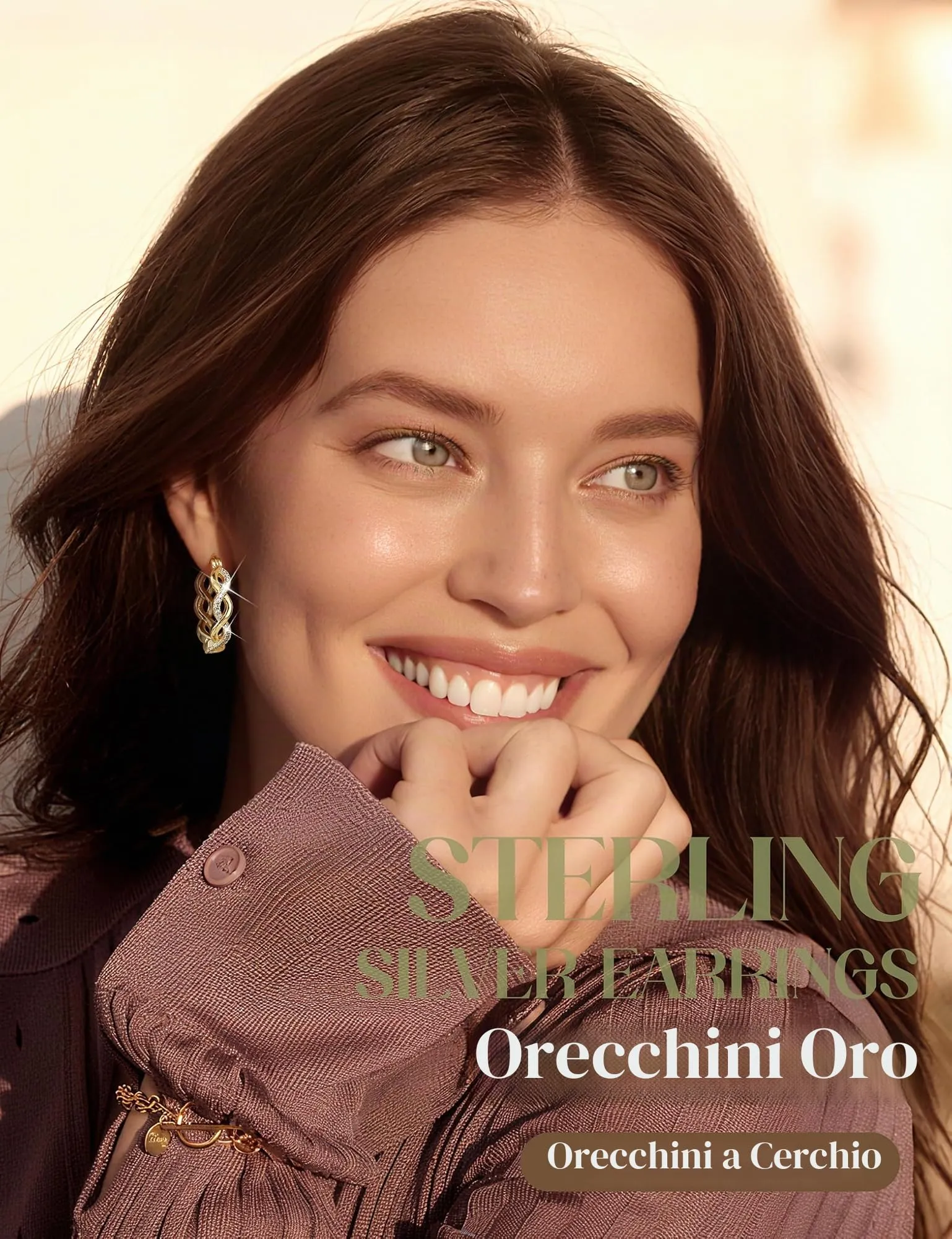 Diamday Orecchini Donna con Perni in   Orecchini Cerchio - immagine 2
