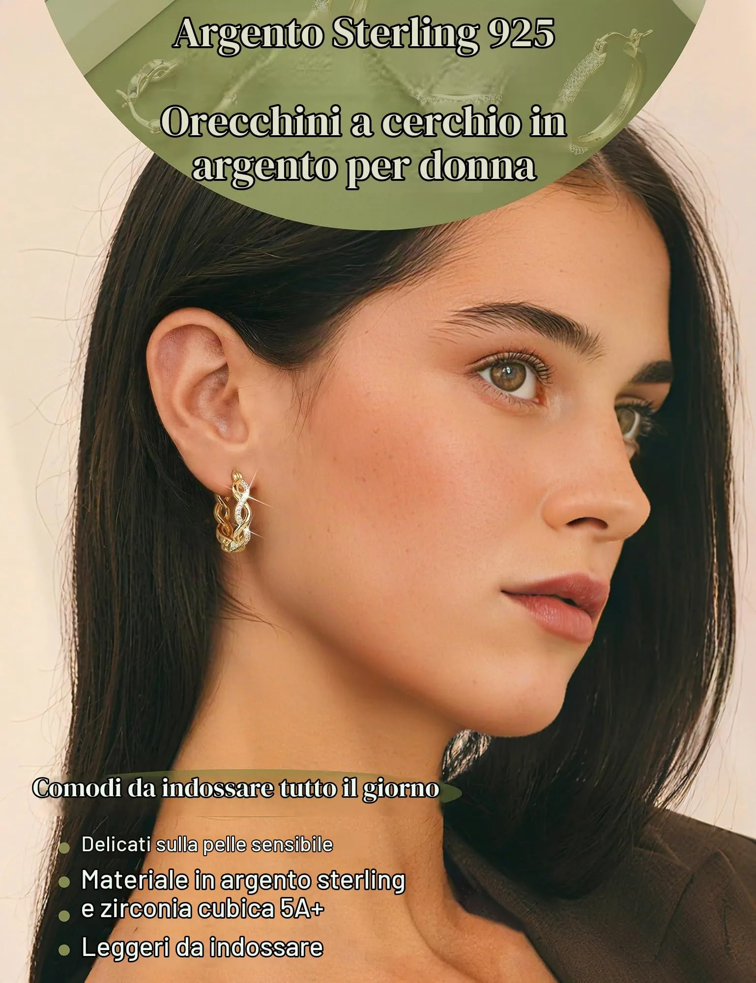 Diamday Orecchini Donna con Perni in   Orecchini Cerchio - immagine 4