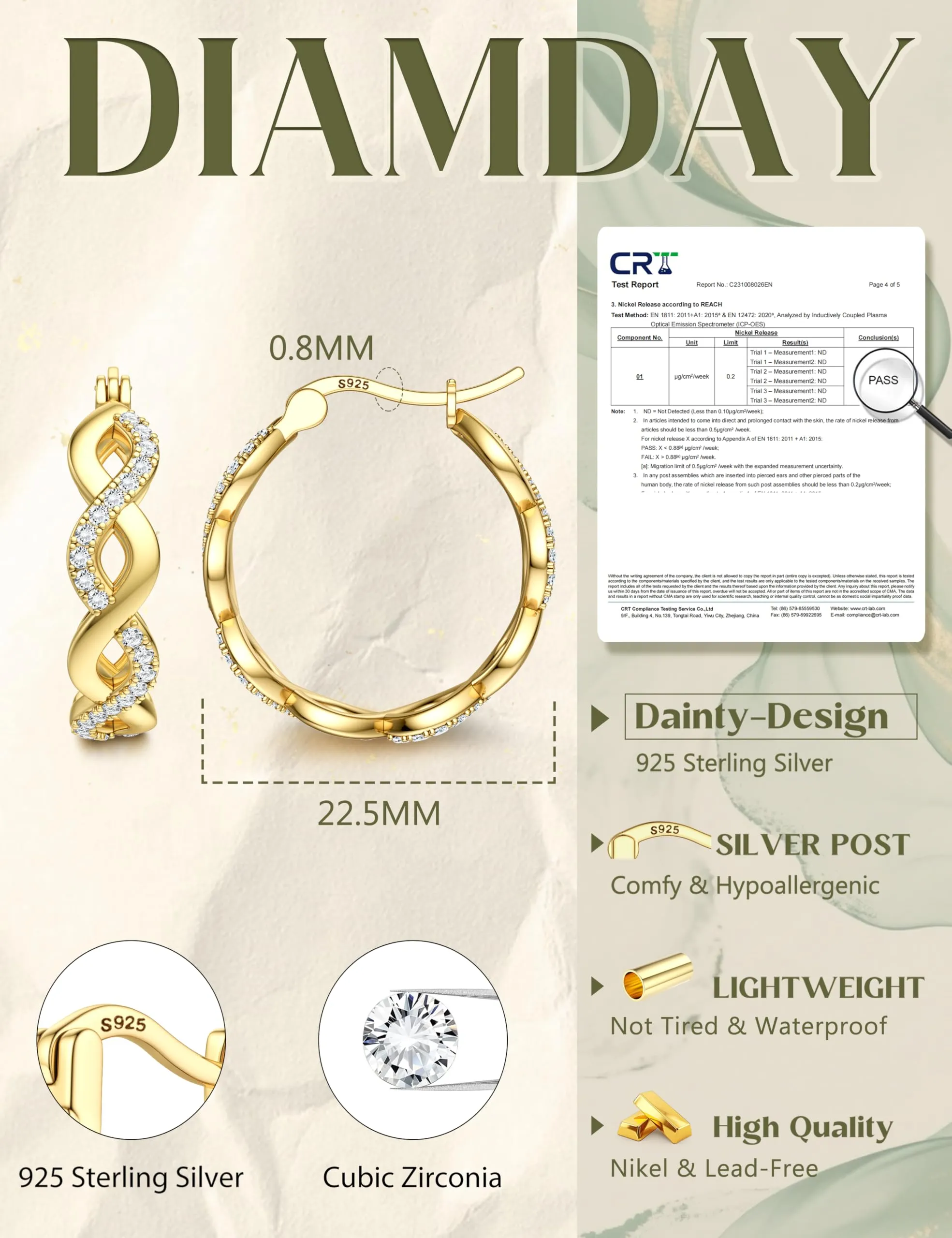 Diamday Orecchini Donna con Perni in   Orecchini Cerchio - immagine 5