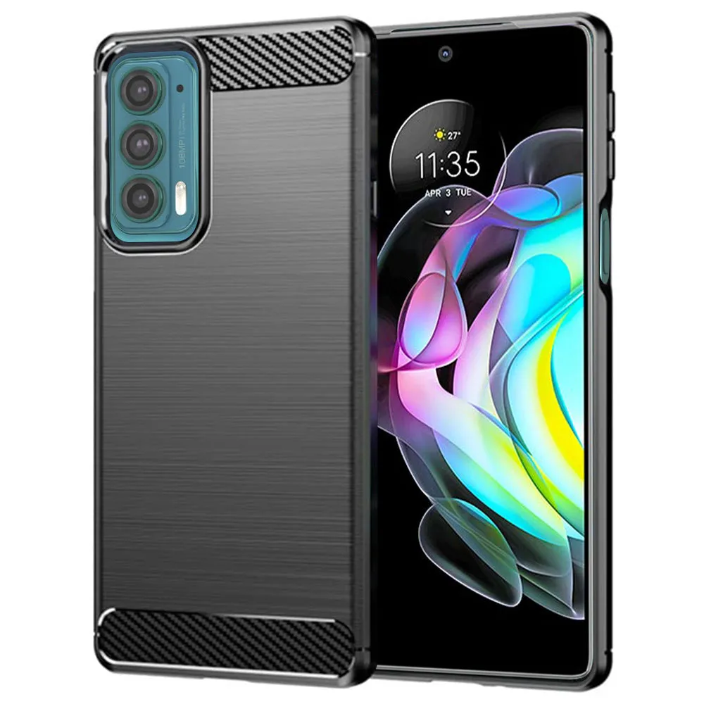 Custodia per Motorola Edge 20, Techsuit, Carbonio, Nera - immagine 1