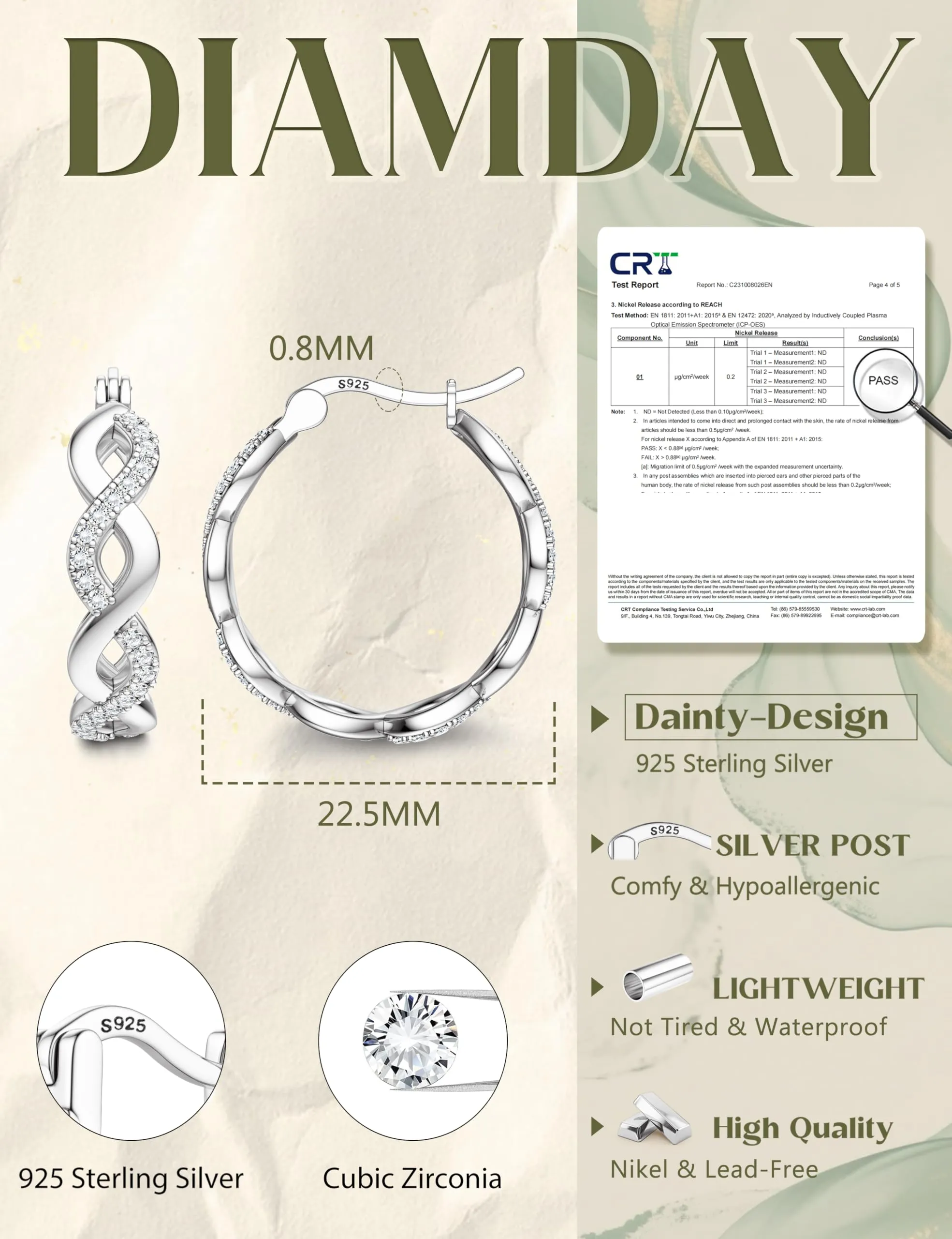 Diamday Orecchini Donna con Perni in Orecchini Cerchio - immagine 5