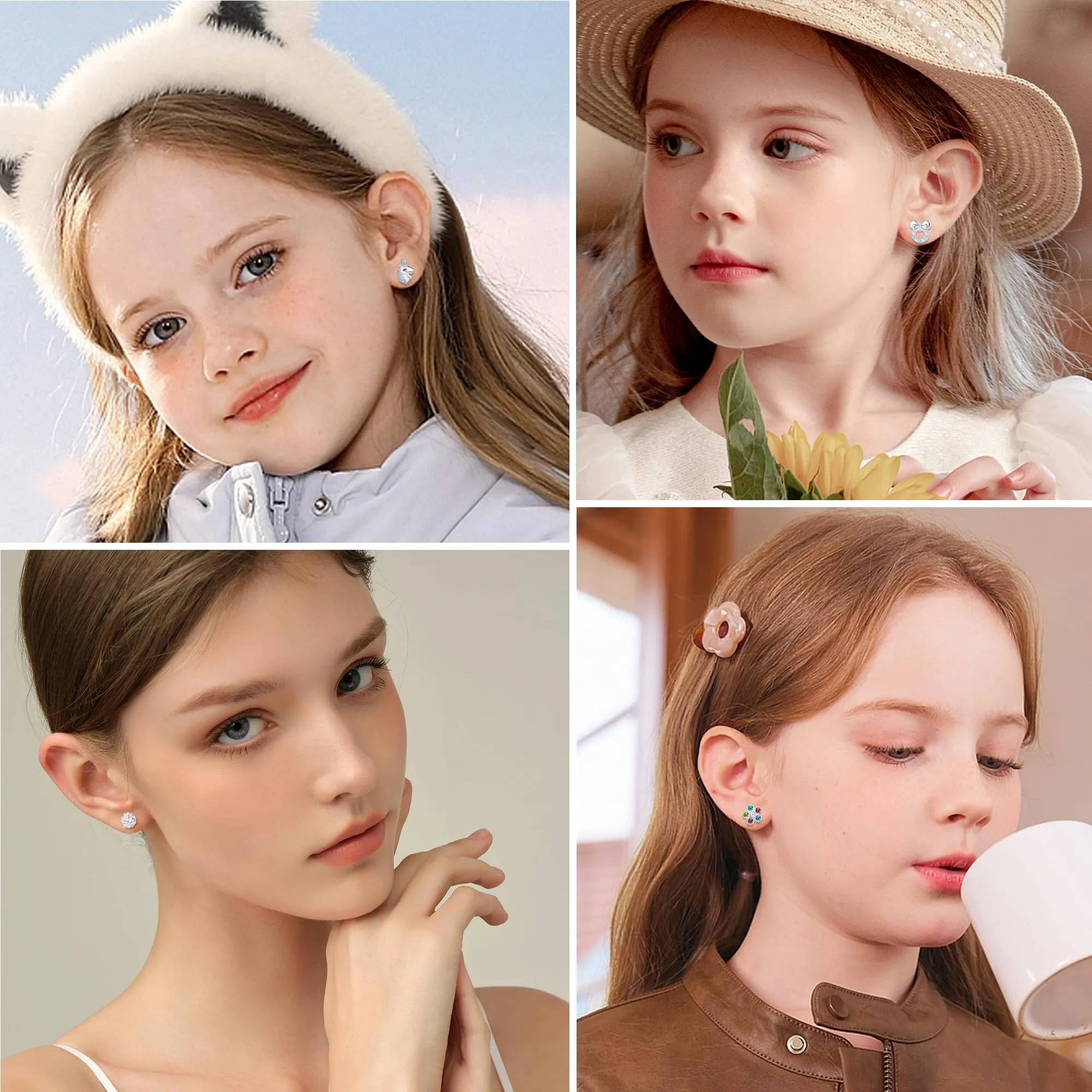 LOFITOR 12 Paia Orecchini a Vite Ipoallergenici, Acciaio Chirurgico 316L, Set CZ Stella Farfalla, Stud Base Piatta, Regalo Gioiello per Donne Ragazze Bambine Colore - immagine 5