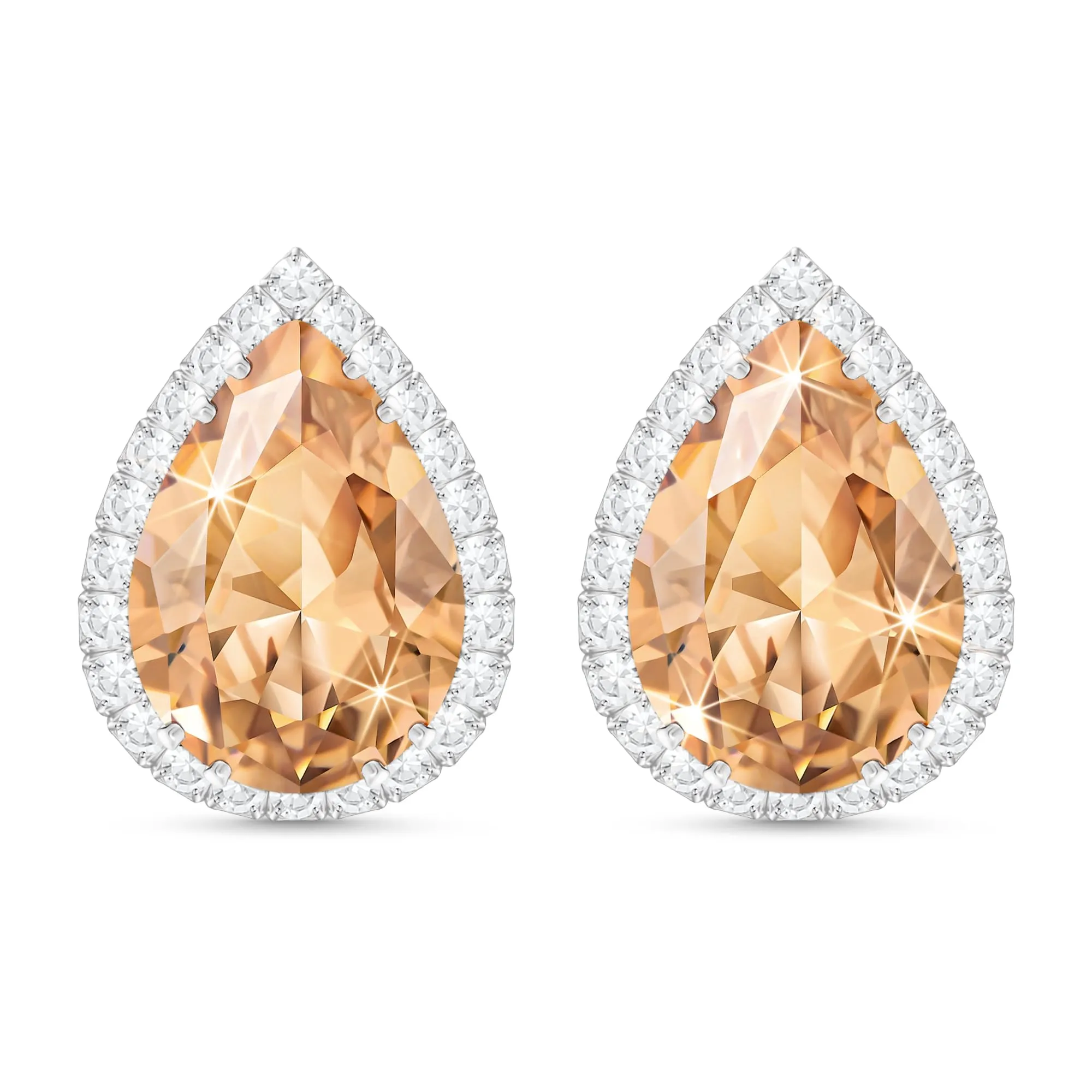Linawe Orecchini da donna in argento, orecchini a bottone, orecchini pendenti con strass in moissanite con diamante giallo champagne, orecchini glitterati, gioielli alla moda in argento - immagine 1
