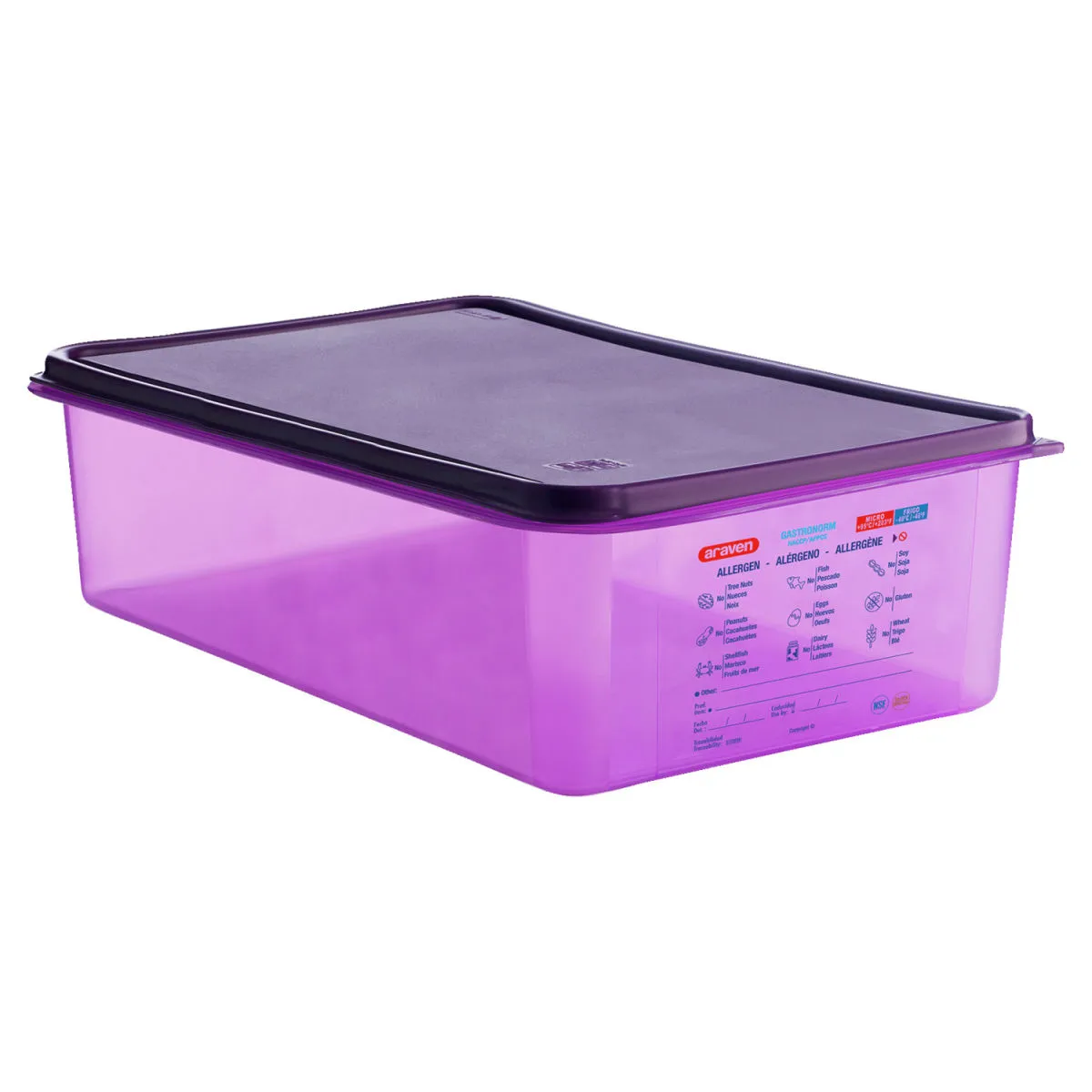 Araven Contenitori Gastronorm per alimenti senza allergeni; GN 1/1, 20.5 l, 53x32.5x15 cm (LxLxP); violetto - immagine 1