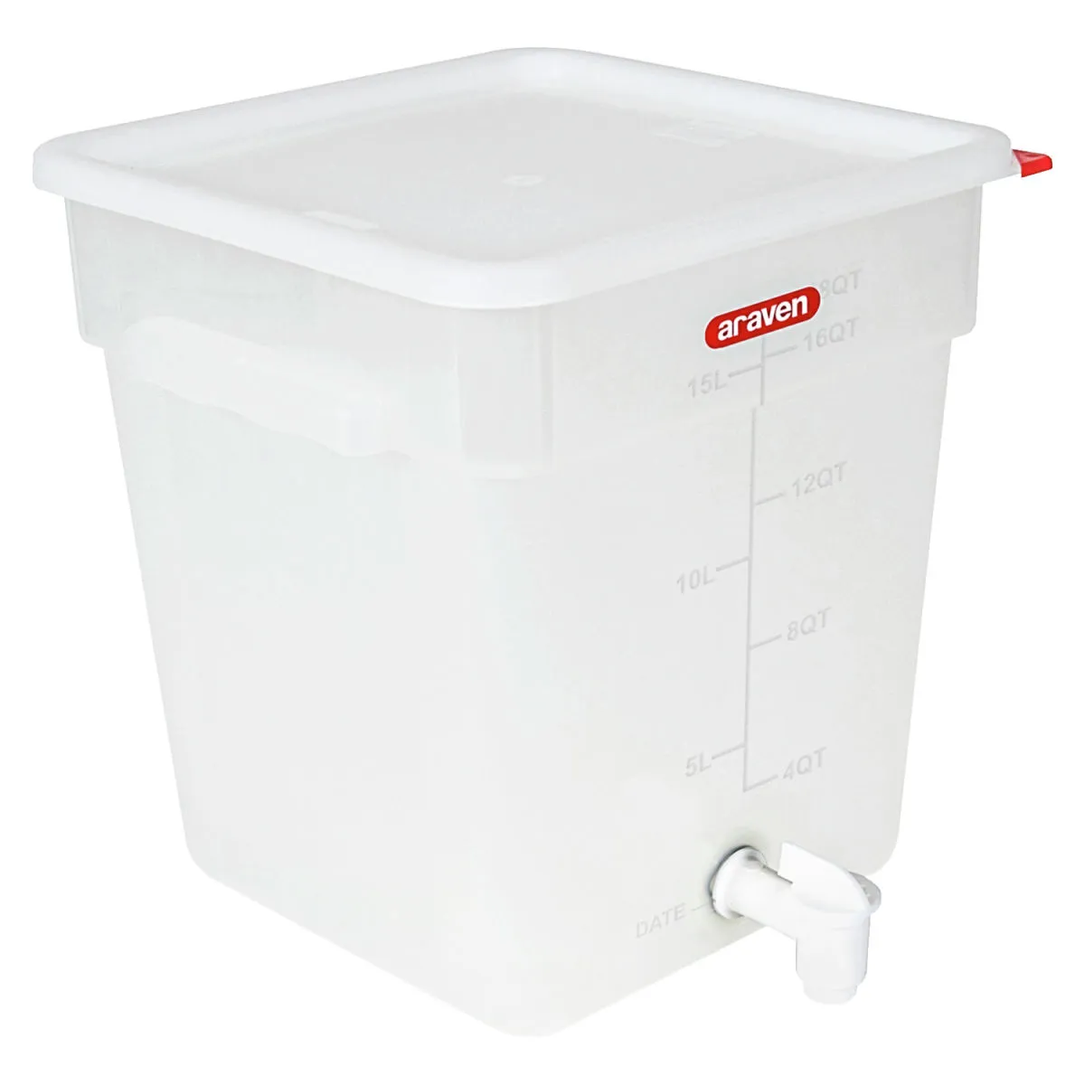 Araven Dispenser in polipropilene con rubinetto; 28.5x28.5x23 cm (LxLxH); bianco - immagine 1