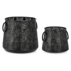 Set lanterne Metallo 2 pz LARJAM Nero 0140374 - immagine 1