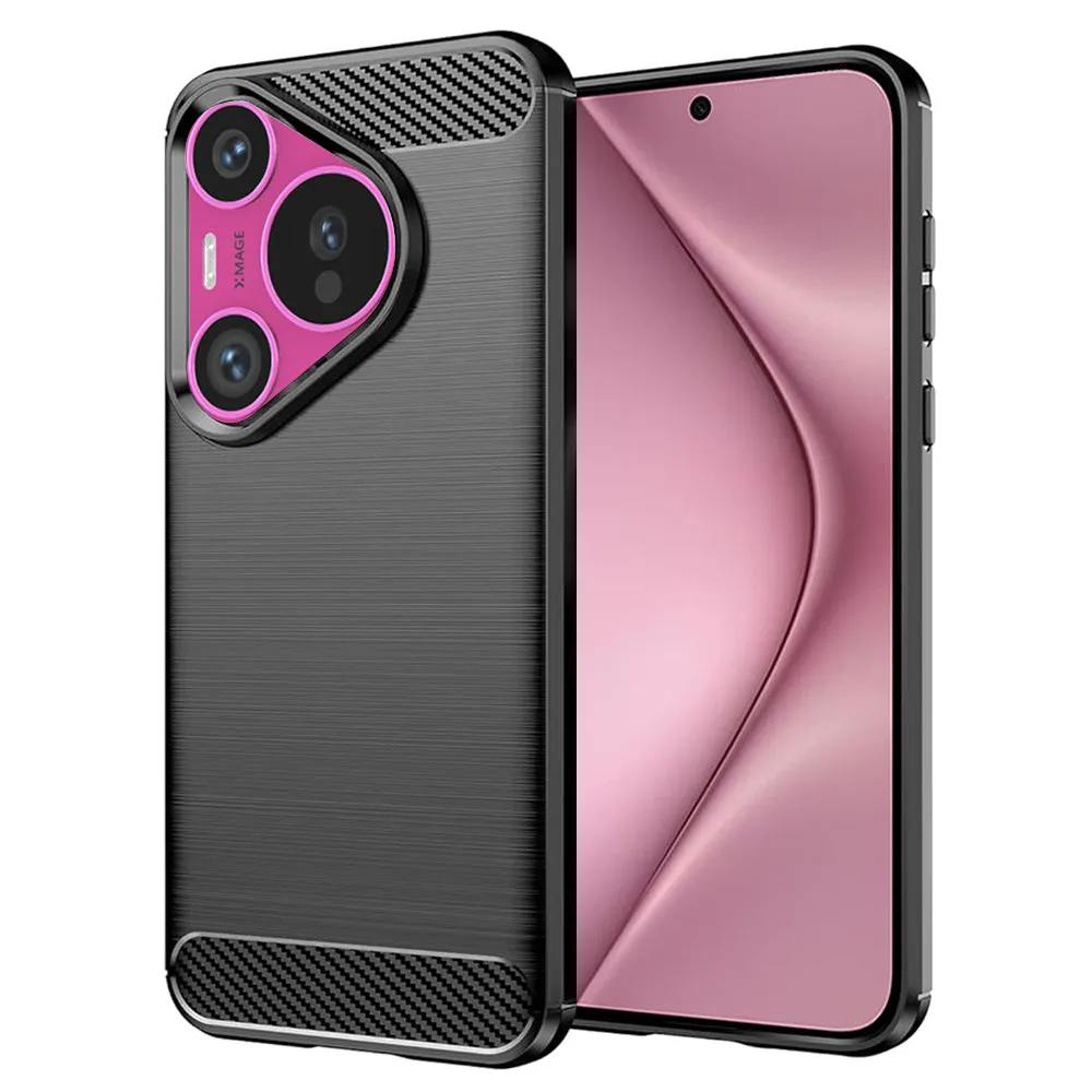 Custodia per Huawei Pura 70, Techsuit, Carbonio, Nera - immagine 1