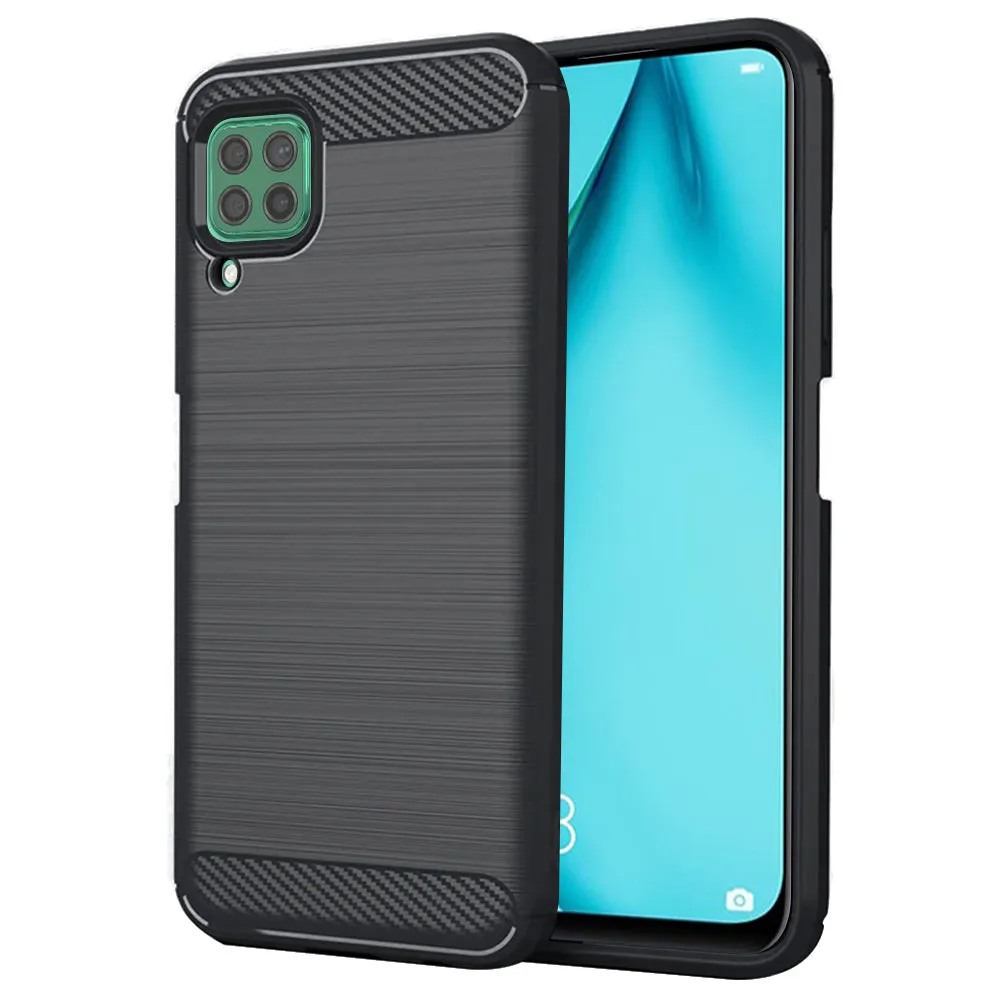 Custodia per Huawei P40 lite 4G, Techsuit, Carbonio, Nera - immagine 1