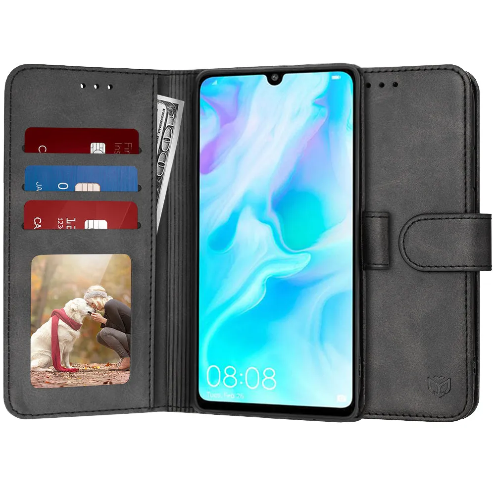 Custodia per Huawei P30 lite New Edition / P30 lite, Techsuit, Diary Book, Nera - immagine 1
