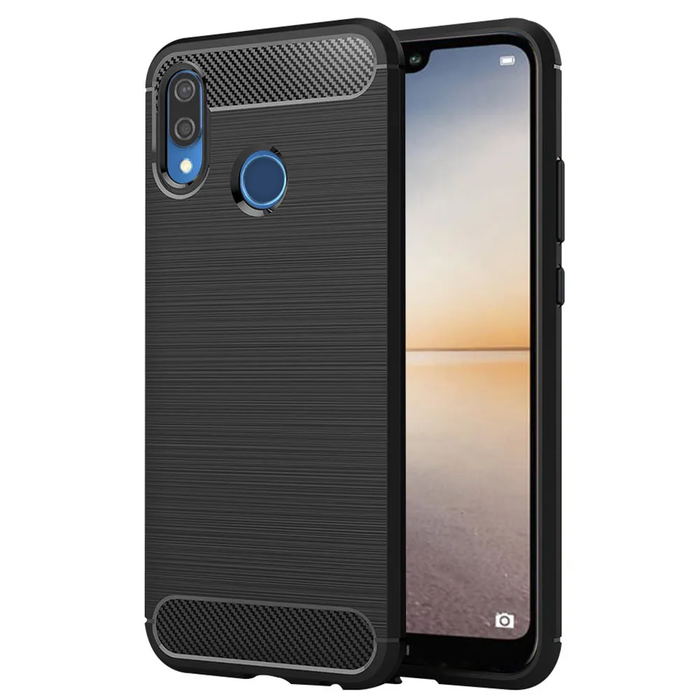 Custodia per Huawei P20 Lite, Techsuit, Carbonio, Nera - immagine 1