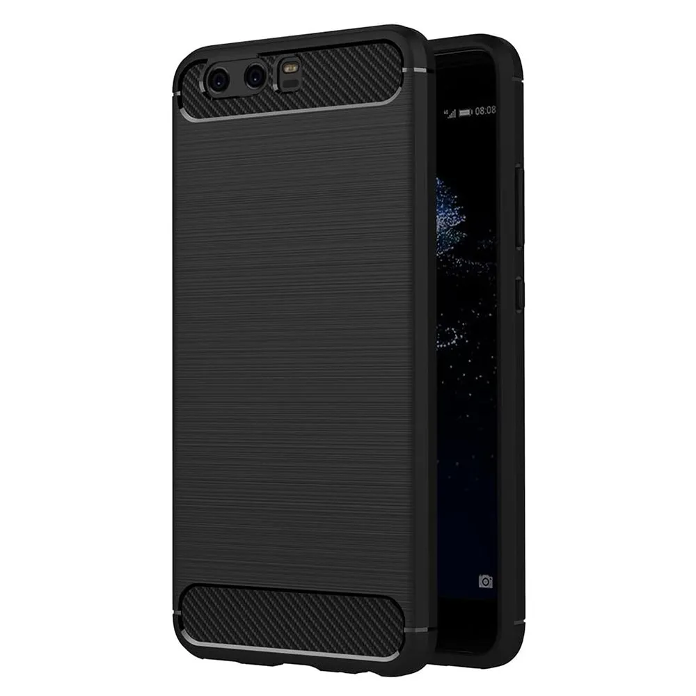 Custodia per Huawei P10 Plus, Techsuit, Carbonio, Nera - immagine 1