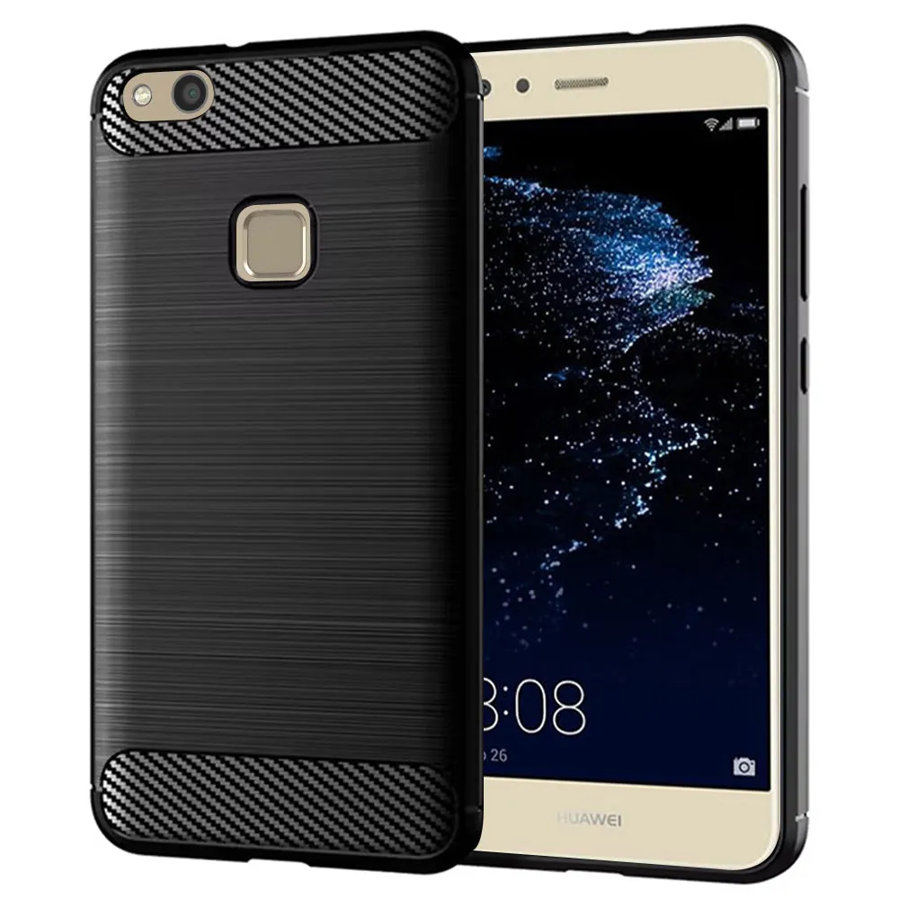 Custodia per Huawei P10 Lite, Techsuit, Carbonio, Nera - immagine 1