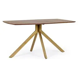 SHERMAN Tavolo Fisso Ottone e Legno (150x90cm) - immagine 1