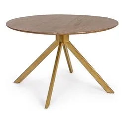 SHERMAN Tavolo Fisso Ottone e Legno (120cm) - immagine 1
