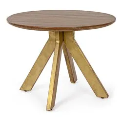 SHERMAN Tavolino Ottone e Legno (60cm) - immagine 1