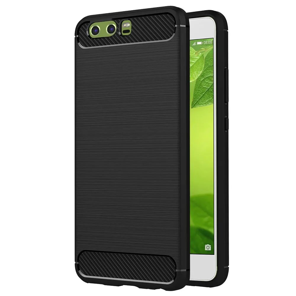 Custodia per Huawei P10, Techsuit, Carbonio, Nera - immagine 1