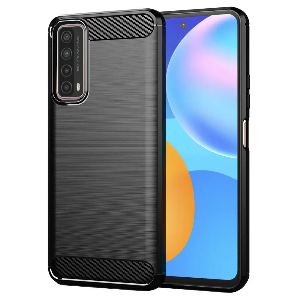 Custodia per Huawei P smart 2021, Techsuit, Carbonio, Nera - immagine 1